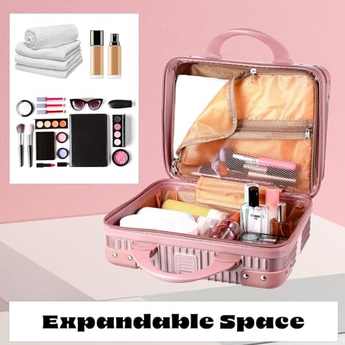 14 Inch Hard Shell Makeup Case, Portable Mini Makeup Suitcase for Champagne