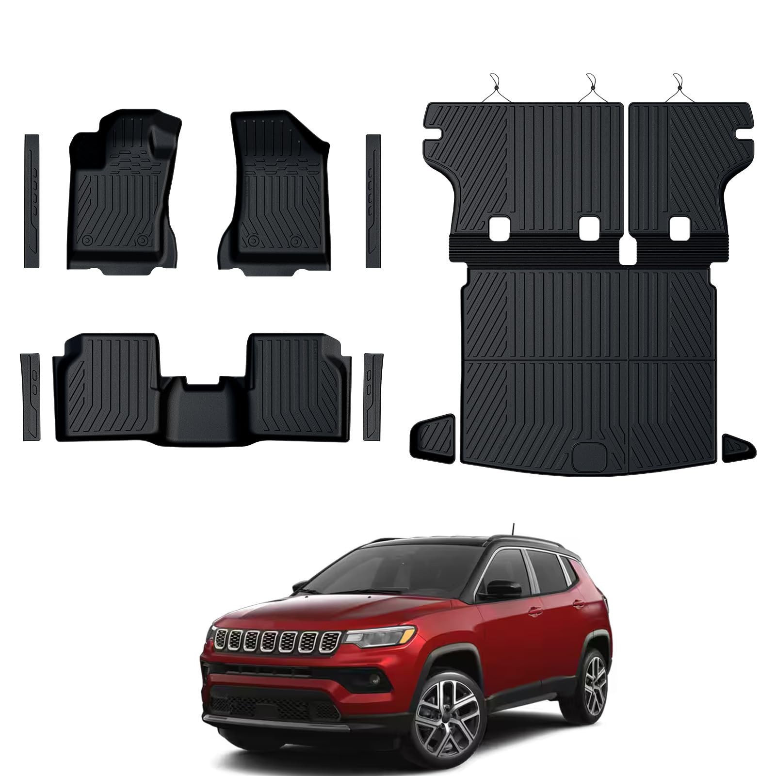 Floor Mats for Jeep Compass 2017-2025, All Weather Floor Mats Trunk Cargo Lin…