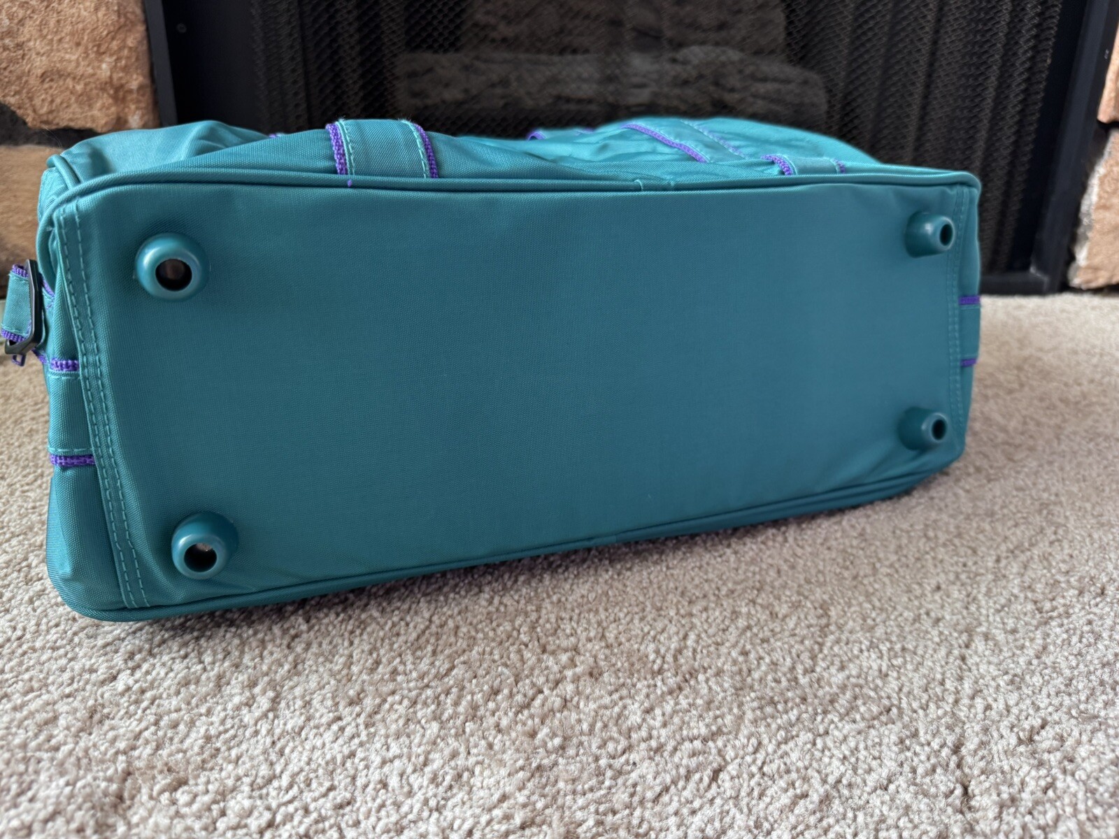 Members Only Bag Vintage 80s Duffel Bag Suitcase Teal and Purple