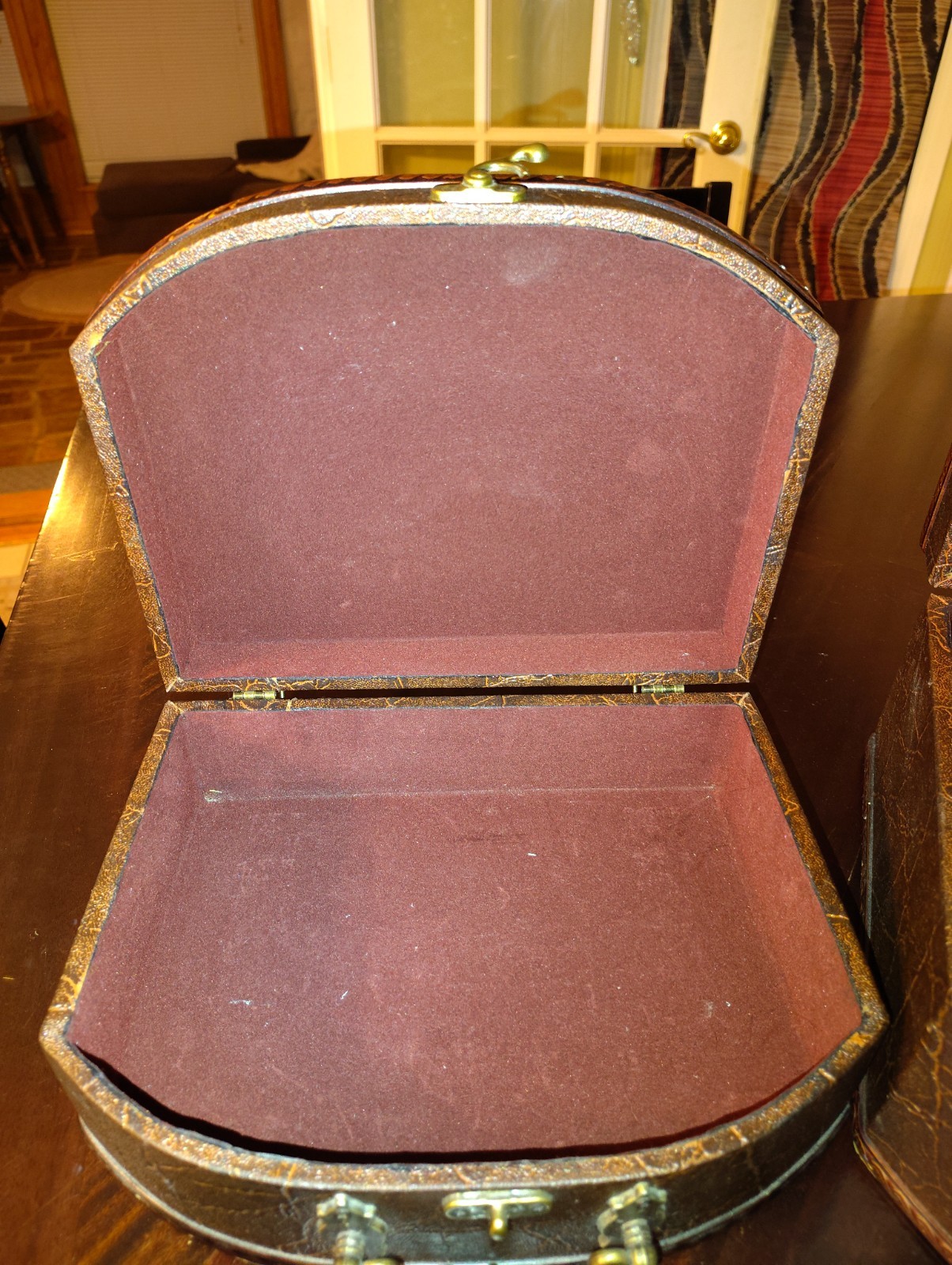 Vintage Leather Vanity Travel Case Patchwork Style lot Of 2