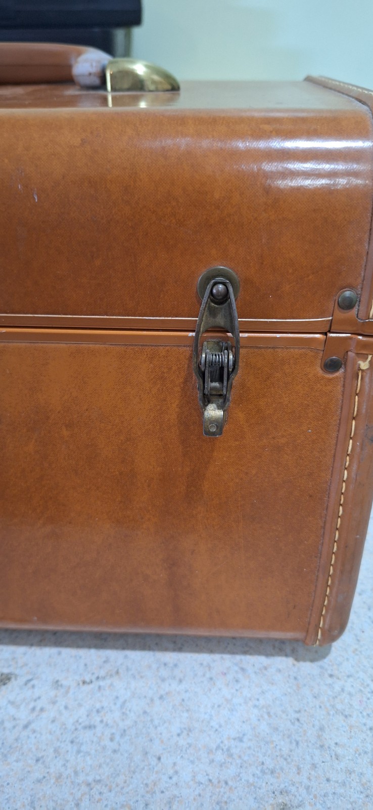 Vintage Samsonite Streamlite Train Case 4612 Brown w/Tray & Mirror MCM