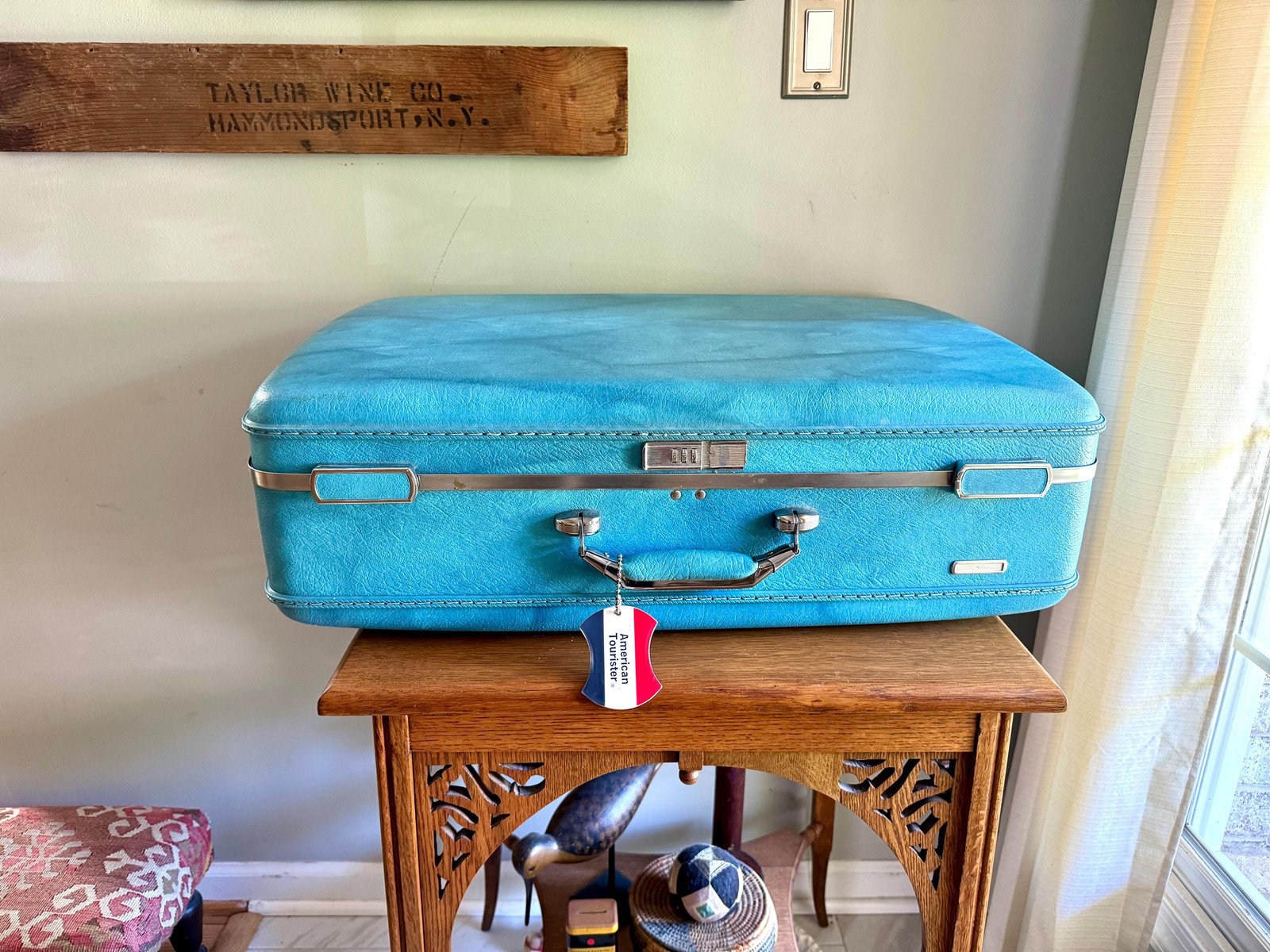Vtg American Tourister Turquoise Marbled Luggage | American Tourister Suitcase