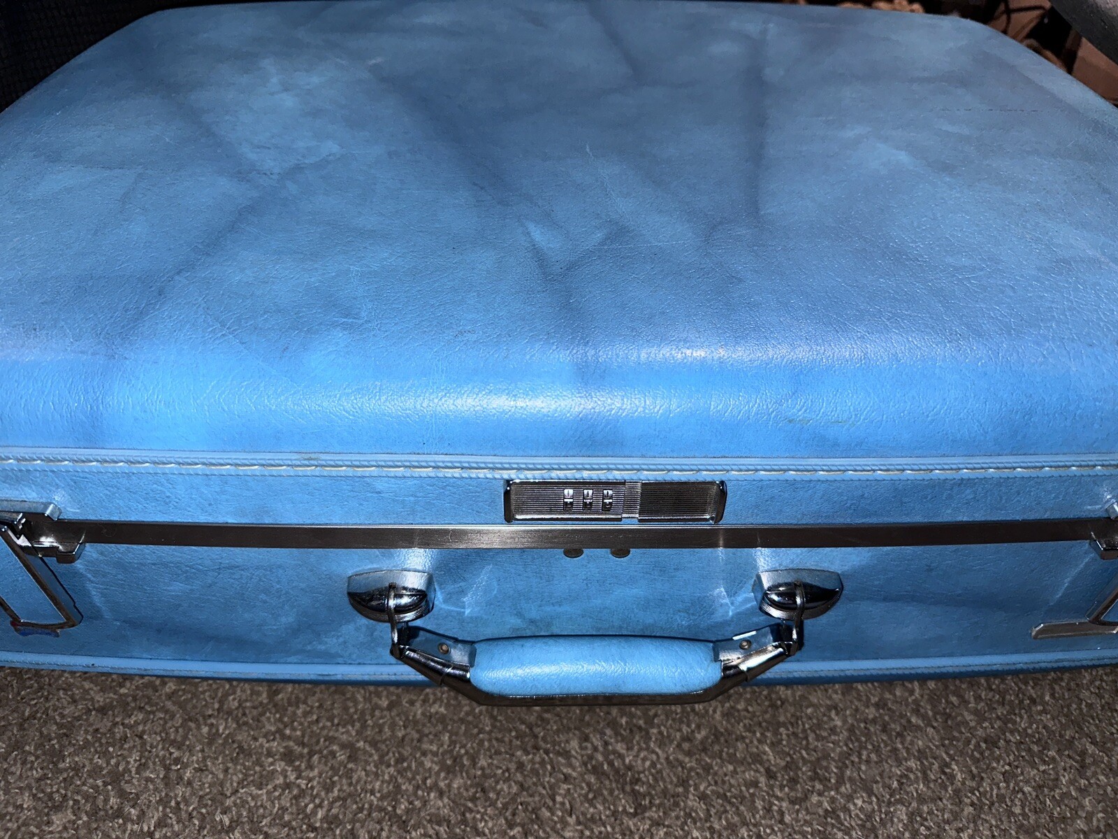 Vintage American Tourister Teal Turquoise Hardshell Suitcase Large Rare