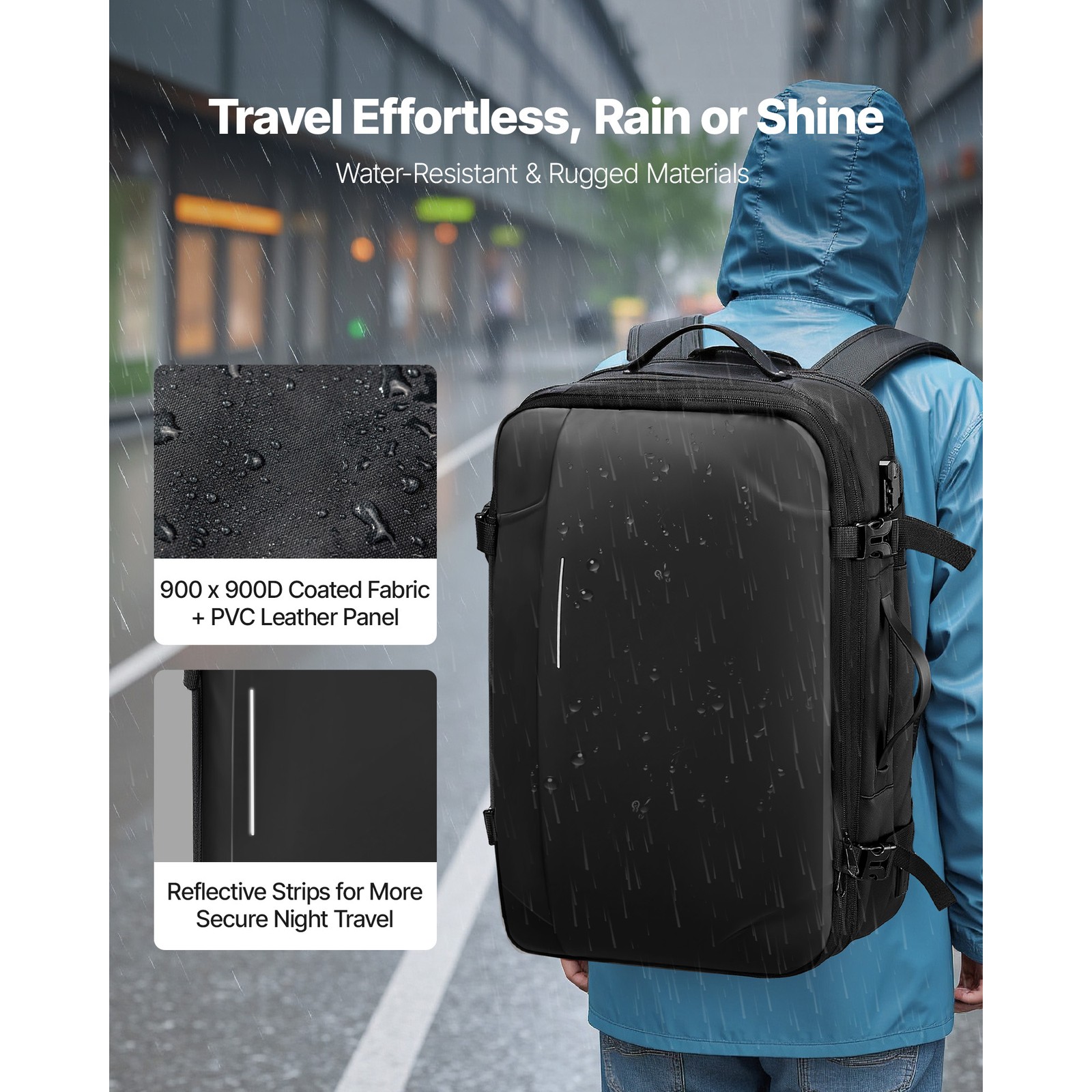Uimoso 65L Travel Backpack with Vacuum Compression and Pump – Black