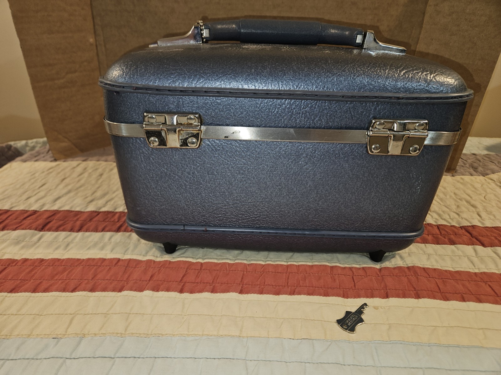 Vintage American Tourister Train Case w/ Mirror, key, and combo reset info