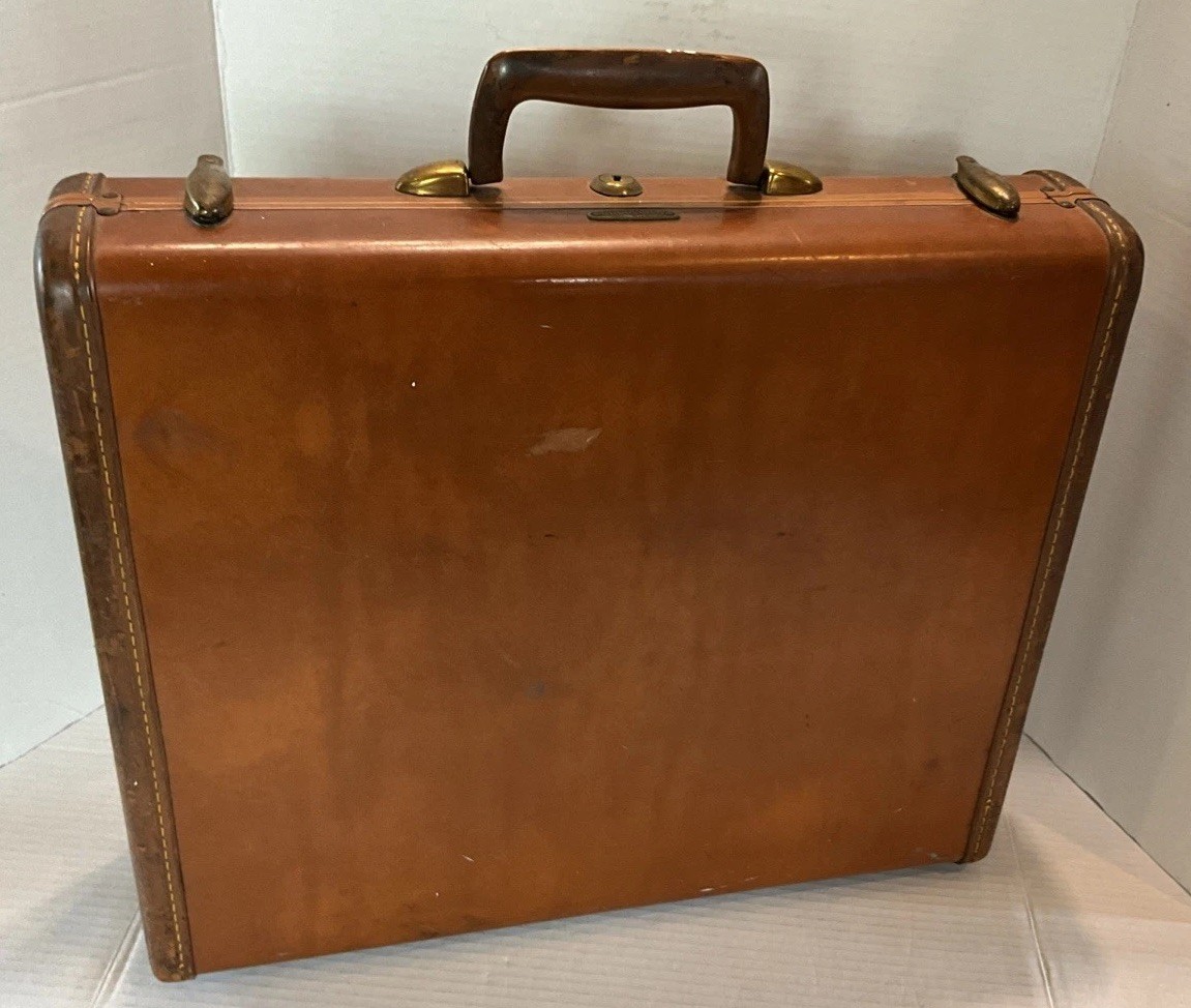 Vintage Samsonite Shwayder Bros Hardshell Brown Leather Briefcase 4615 No Key