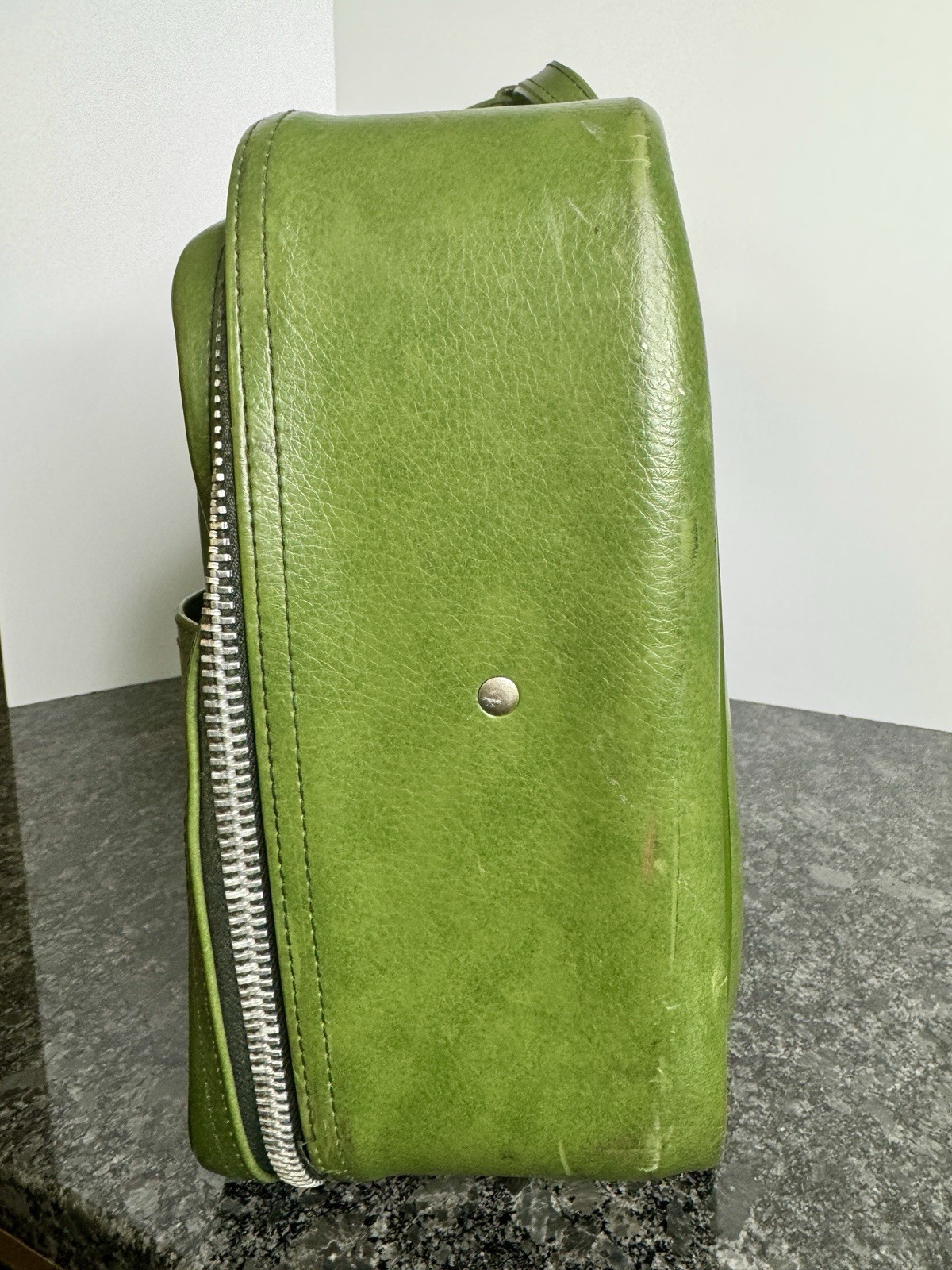 Vintage Pantos Duffle Bag Suitcase Attaché Green Full Zipper Case