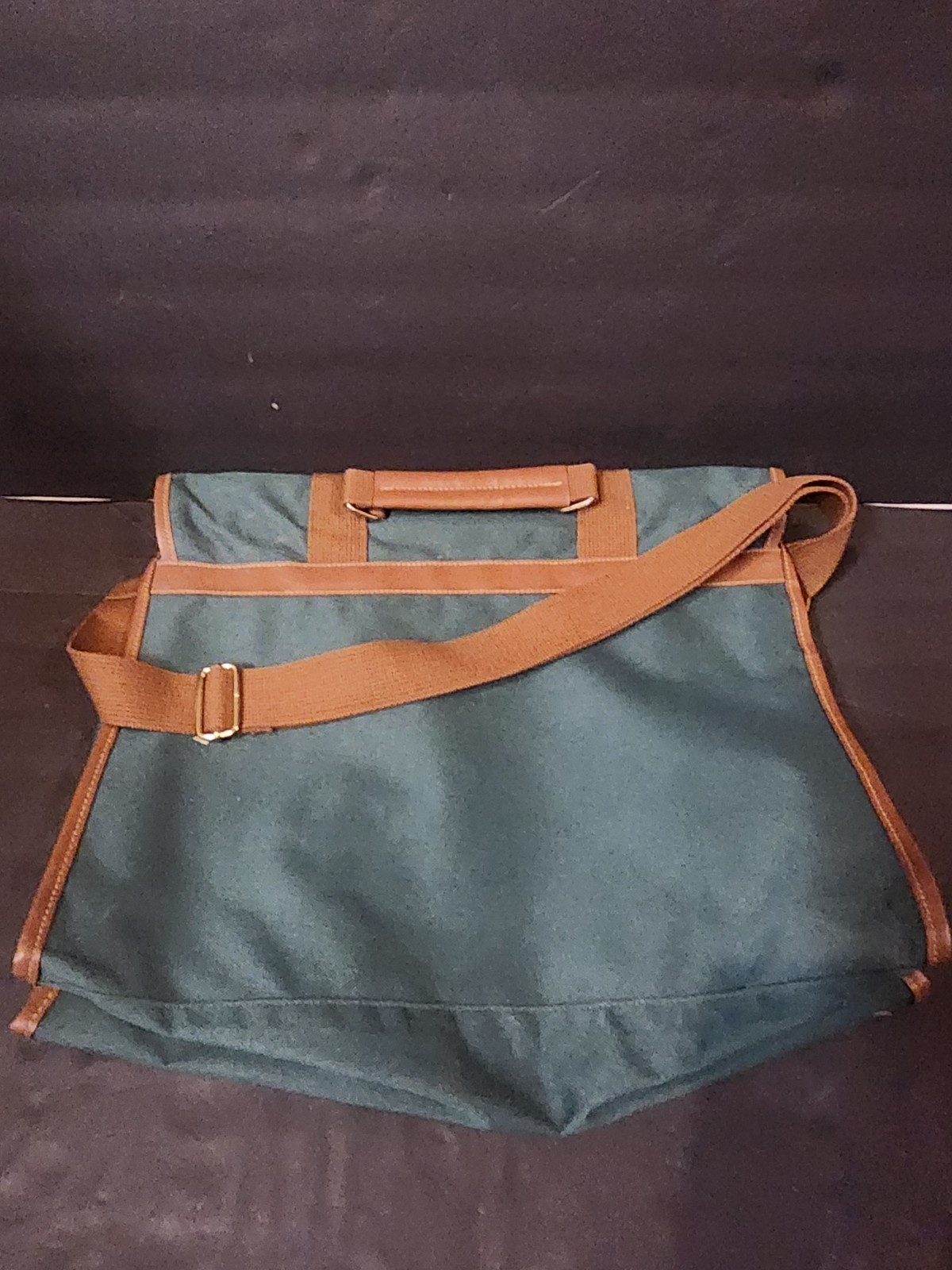 Vtg Polo Ralph Lauren 2pc Travel Bag Set Green Canvas Duffel Messenger Luggage