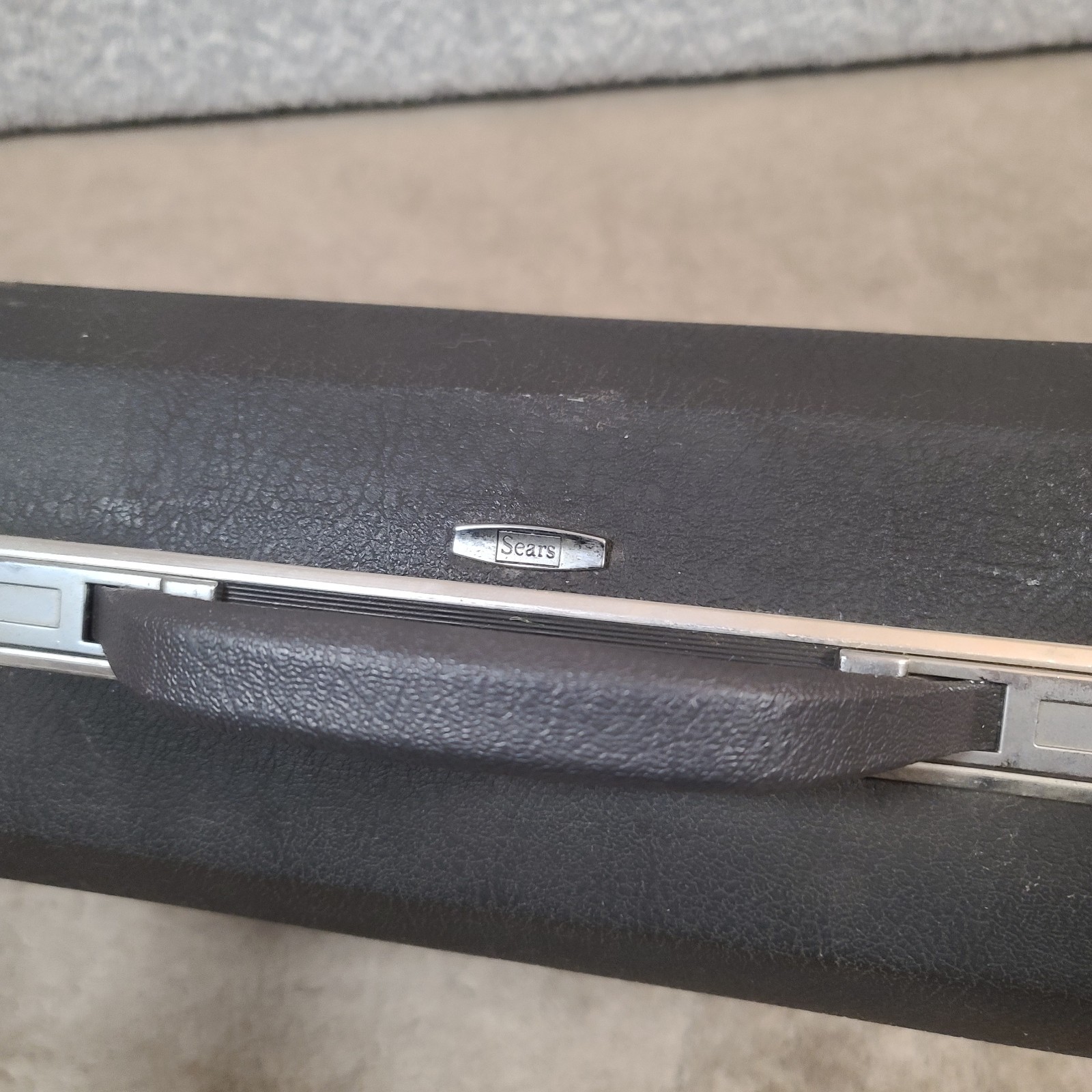 Vintage Sears Forecast Hard Shell Luggage Set w/Dividers Dark Gray No Keys