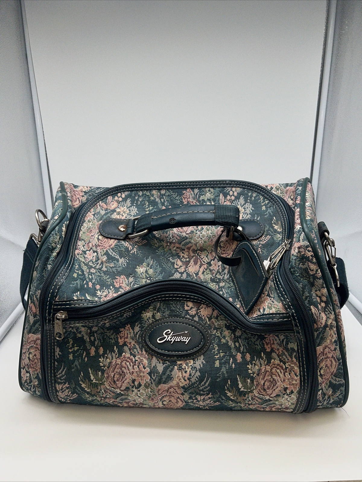 Vintage Floral Roses Skyway Retro Travel Carryon Luggage Bag Handles Canvas