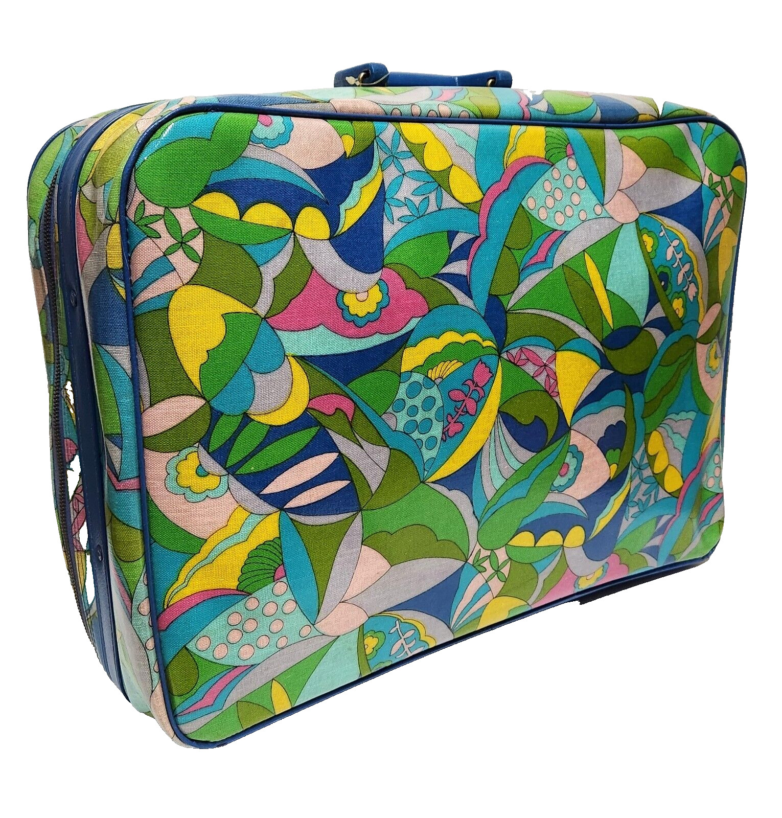 Vintage 1960’s Psychedelic Mod Carry On Suitcase Made In Japan 20″ x 14″ x 6″