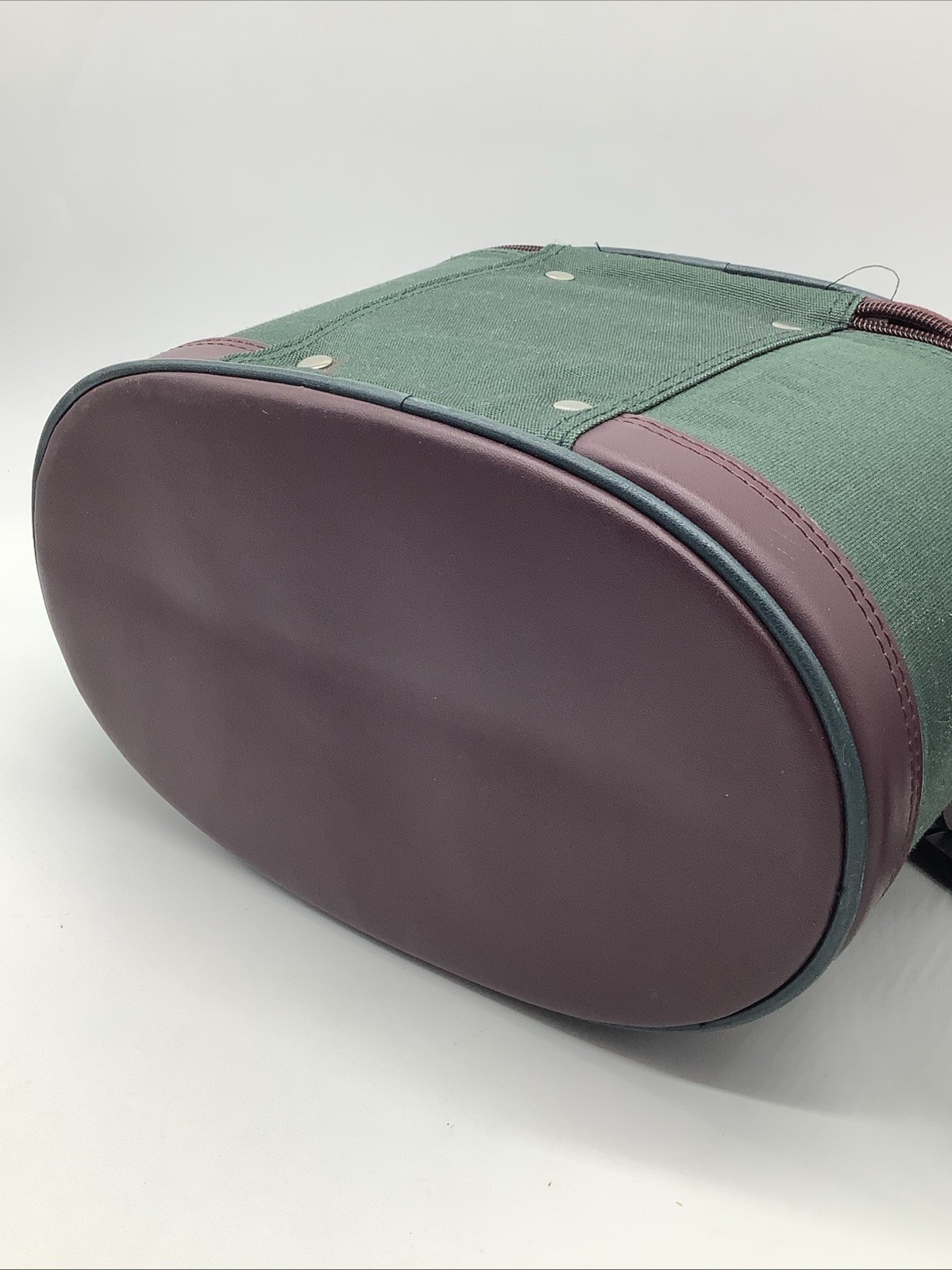 Vintage American Tourister Train Case Green & Brown Oval Makeup Travel Bag