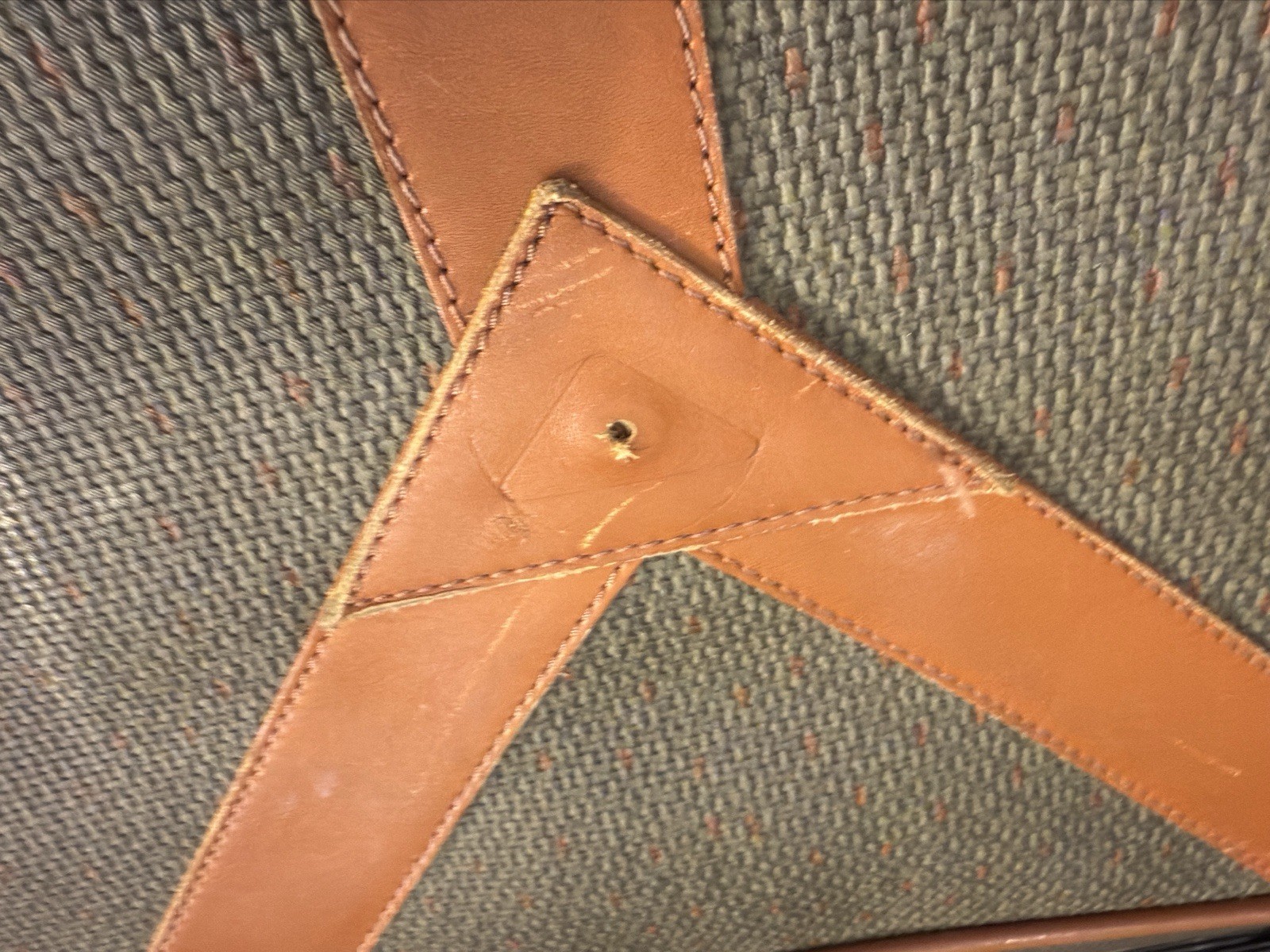 Vintage 1970s YSL Yves Saint Laurent Canvas Suitcase Olive Tan Leather Bag 19 in