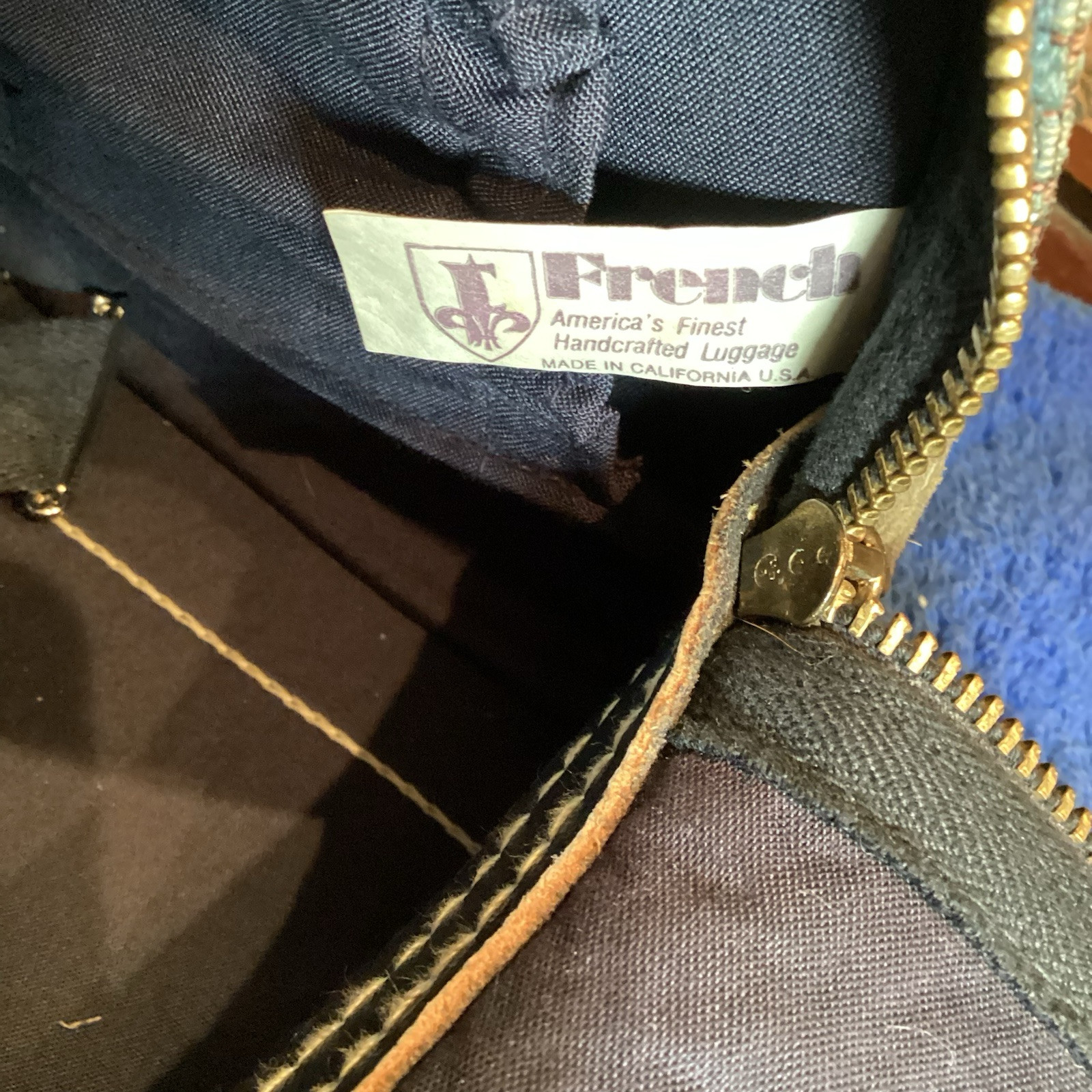 Vintage French Luggage Co. Suitcase Brownish Suede Zip Up 22 Inches Wide