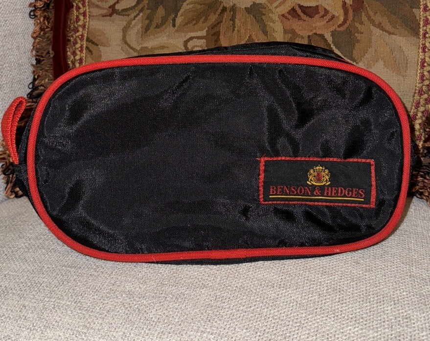 Vintage Benson & Hedges Toiletry Bag Black W/ Red Trim