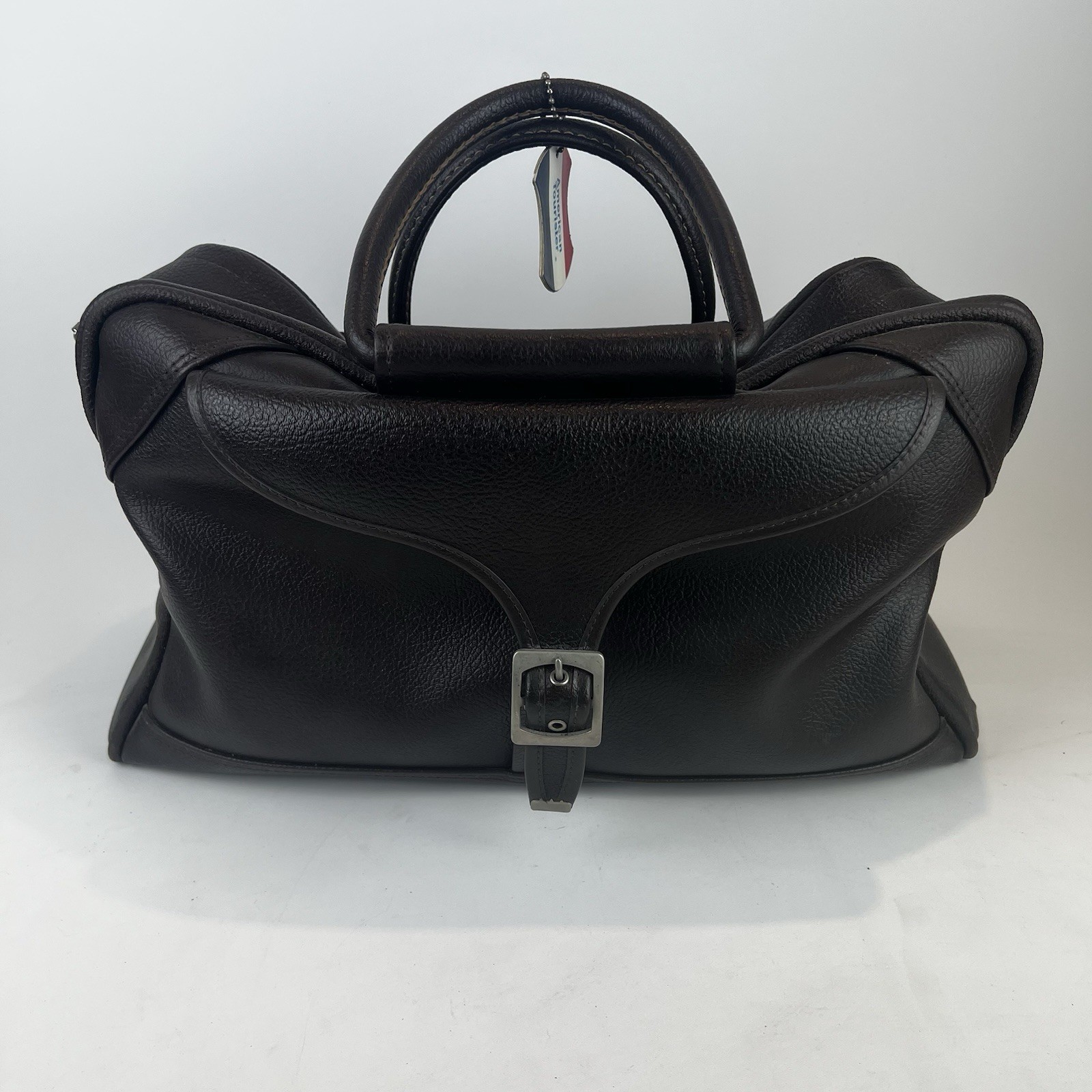 VTG 1970’s American Tourister Brown Leather Tiara Weekender with Plaid Interior