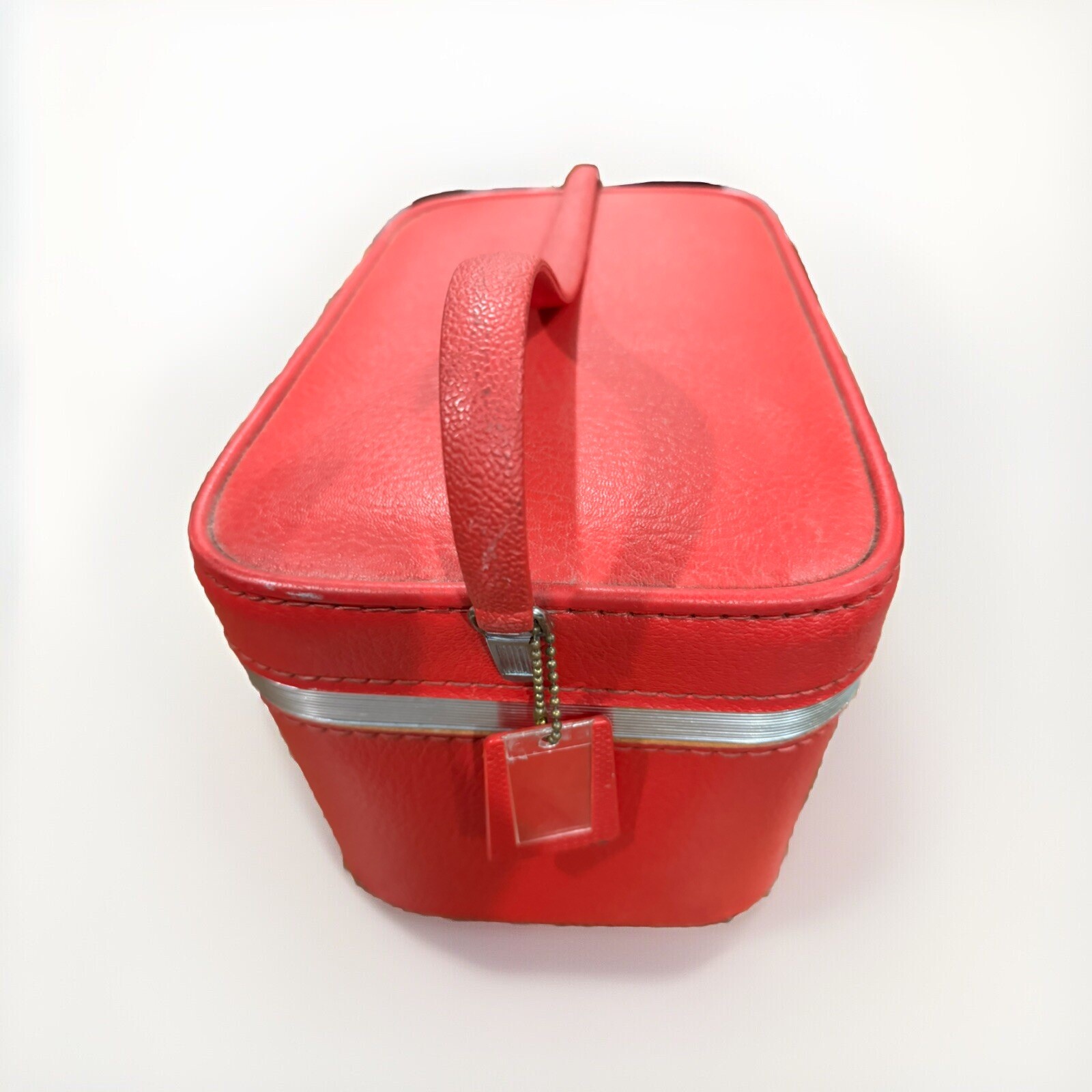 Vintage Sears Featherlite Red Travel Case Mirror Pockets Snap Close Granny Core