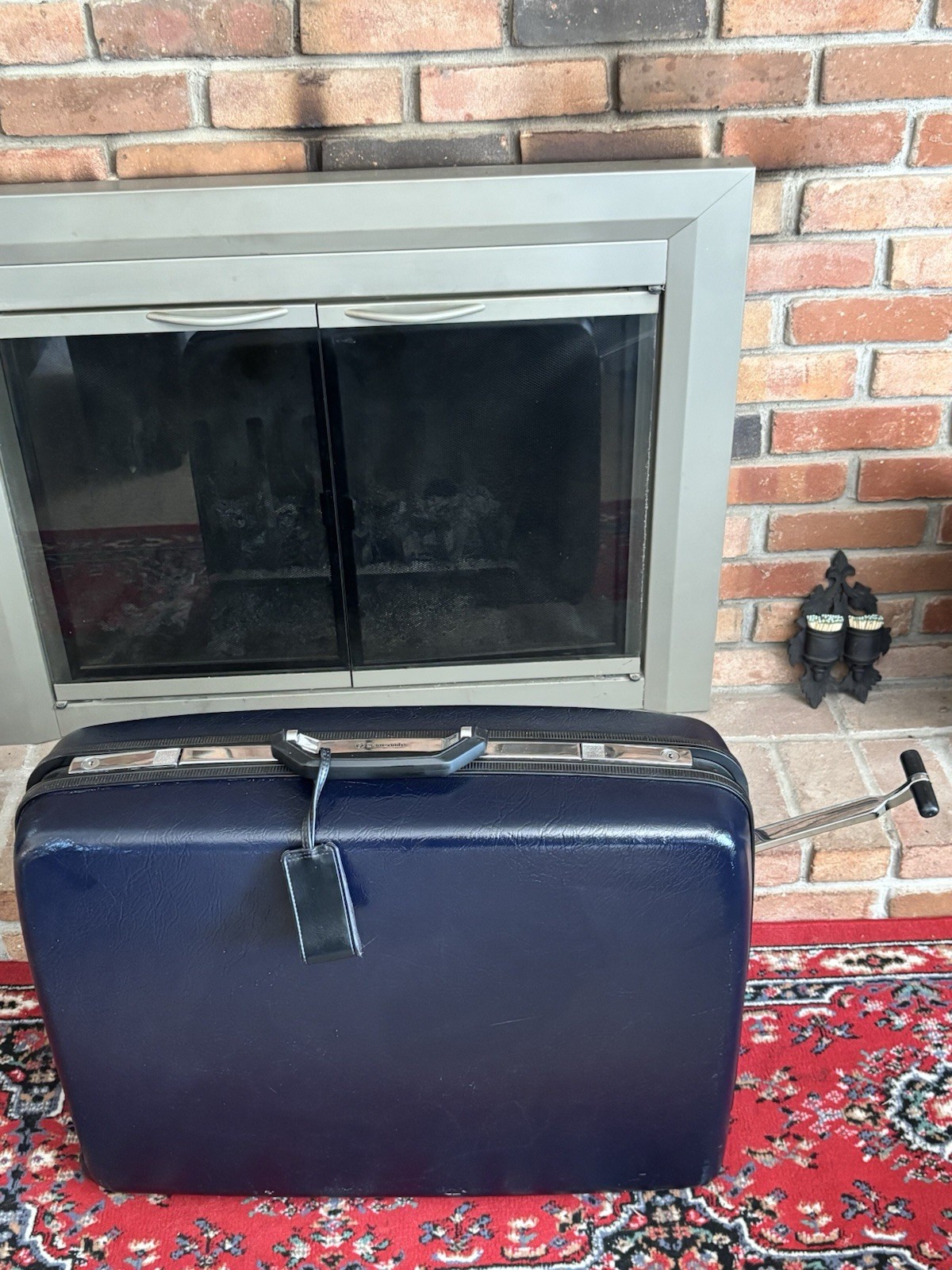 Vintage Samsonite Sentry II Navy Blue Luggage Hard Shell Suitcase 24.5”x19”x8”