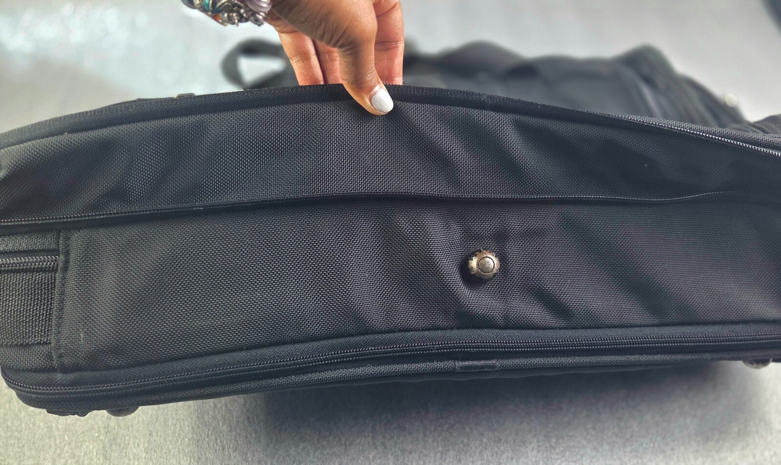 Vintage TUMI – Genuine Leather- Nylon Duffle Travel Carry On Bag -Black