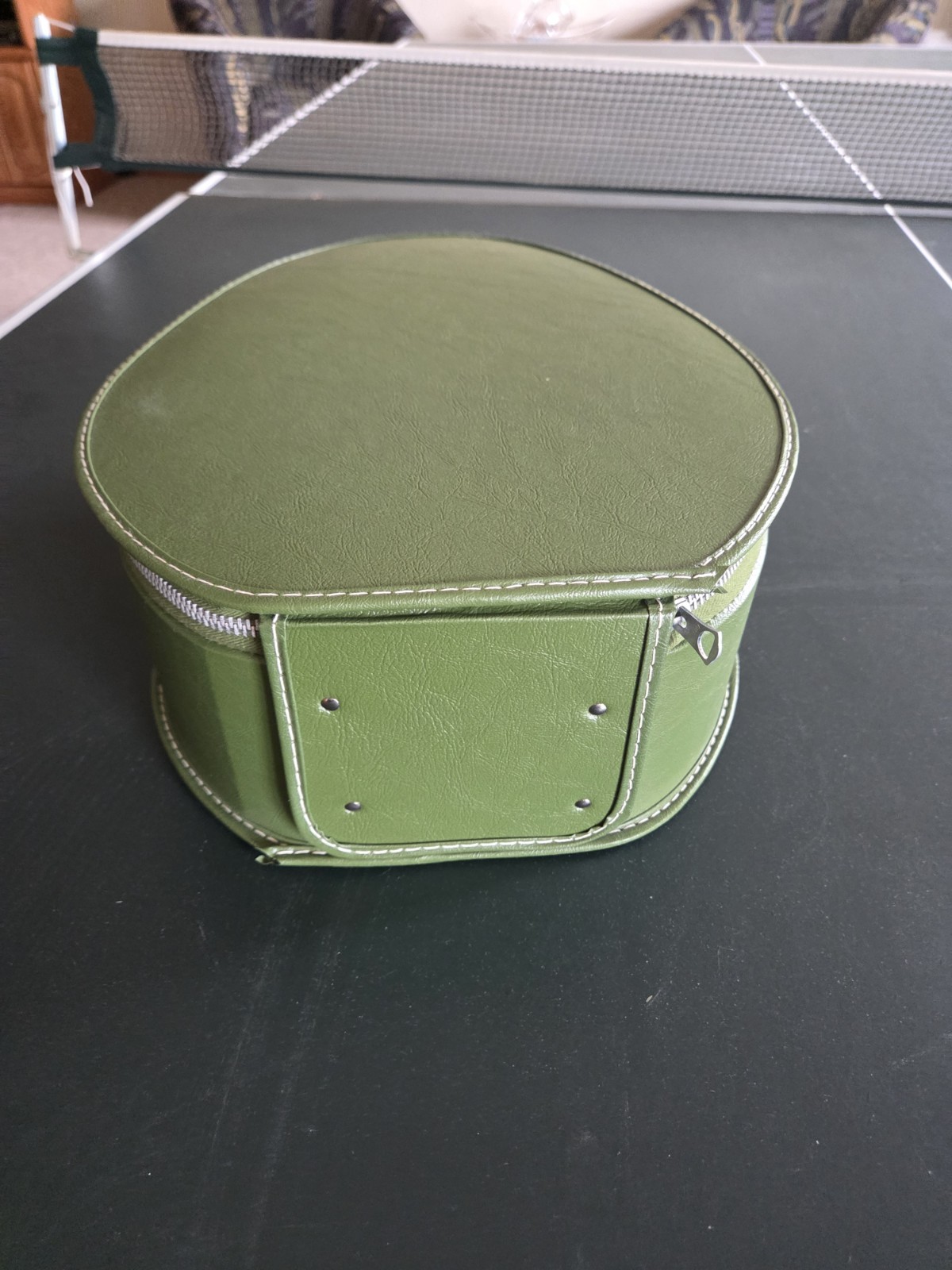 Vintage Suitcase Oval Train Case Egg Shape 1960 Carry On Bag
