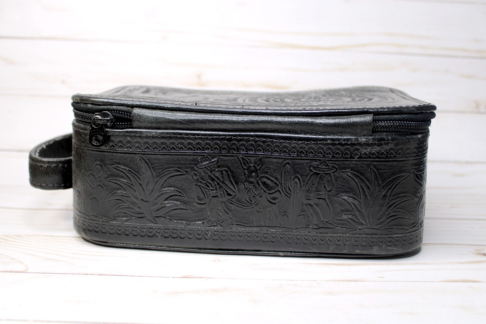 Vintage Pymsa/Dymsa Mexican Hand-Tooled Sheep Leather Travel Bag