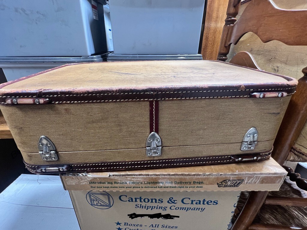 2 – 1940’s Vintage Suite Cases – both with OG travel inspection stickers