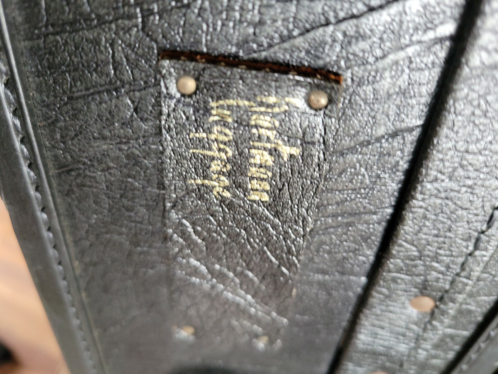 Hartmann Vintage Black belting Leather attache Briefcase lock 18x13x3.5″ Vntge