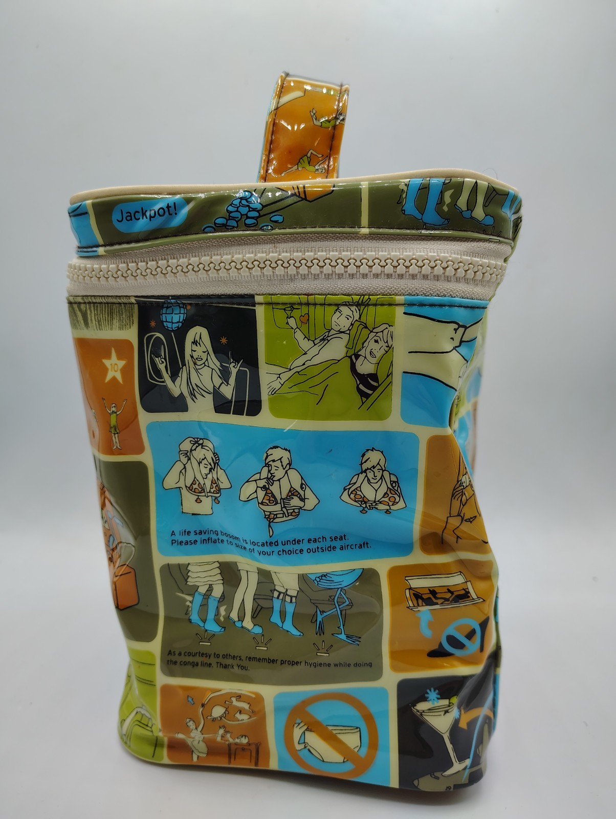 Vintage 1990s Transversion Zip Travel Cosmetic Bag W Mirror Vtg