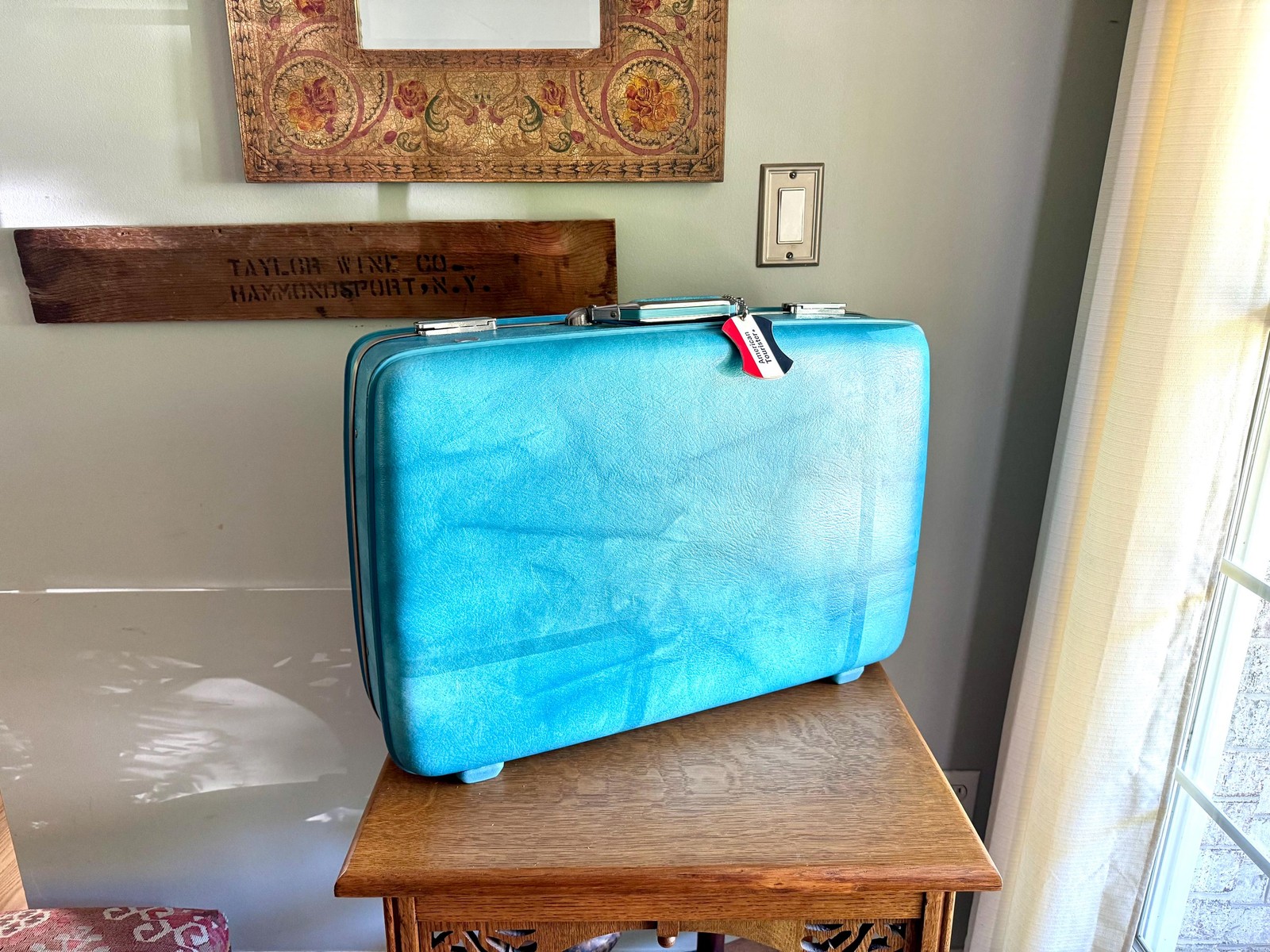 Vtg American Tourister Turquoise Marbled Luggage | American Tourister Suitcase