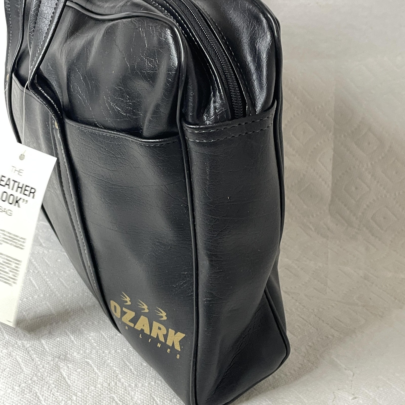 Vintage Ozark Air Lines Leather Look Carry On Tote Bag 17″ Air-Tex USA Travel