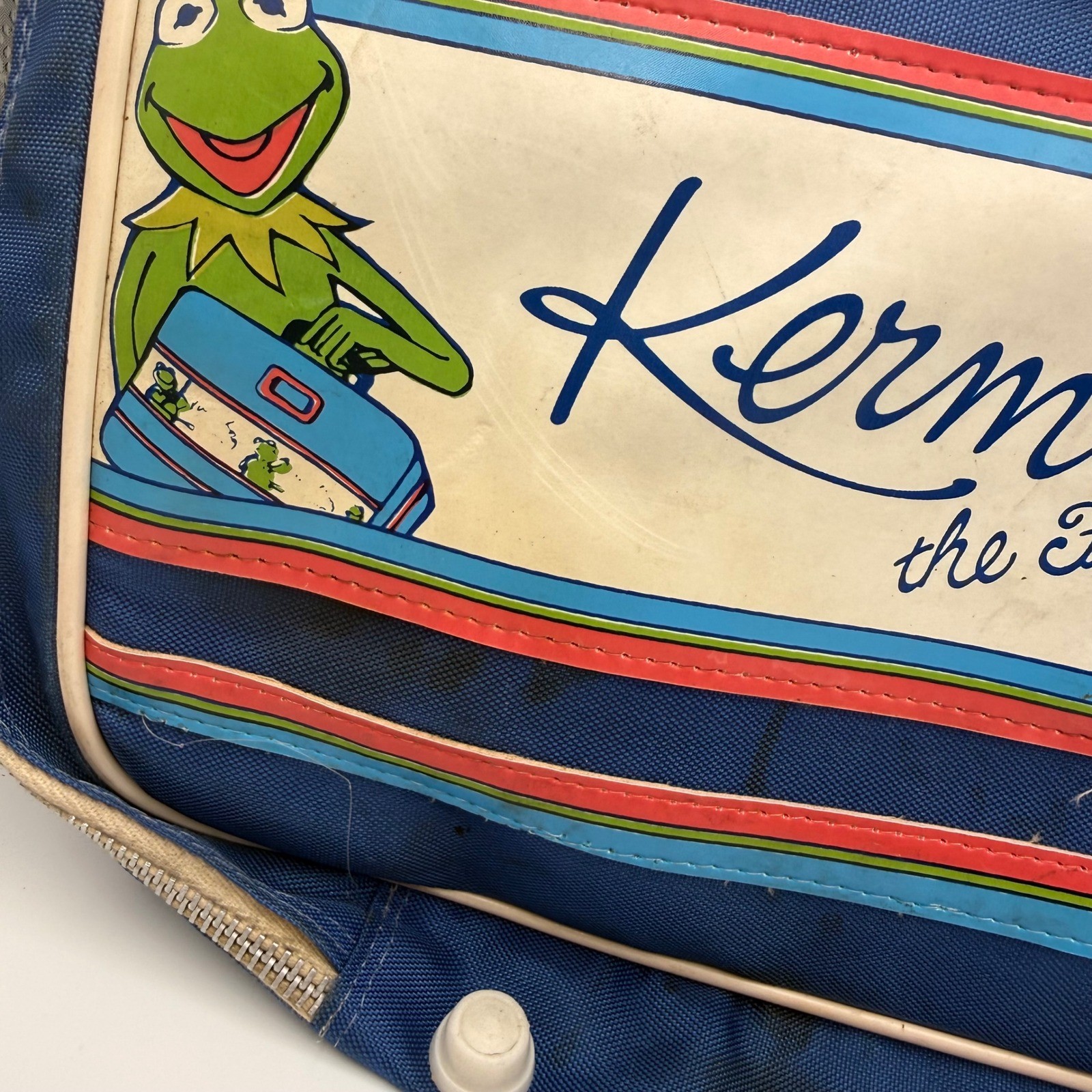 Vintage 1979 Kermit the Frog Blue Canvas Suitcase Butterfly Originals Muppets