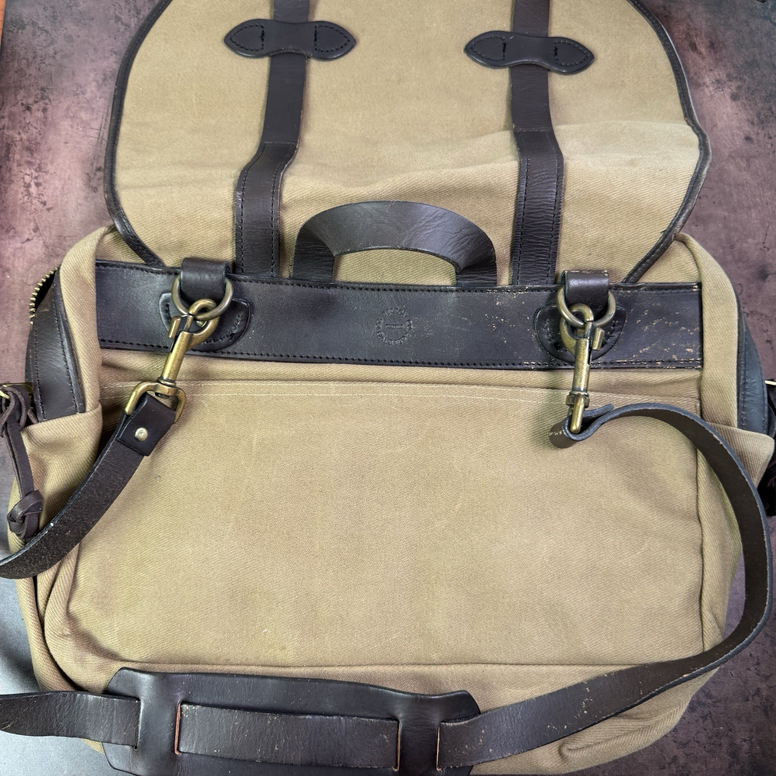 Vtg 90s Filson 240 Small Carry-On Bag Tan Rugged Twill Zippered Travel USA Lock