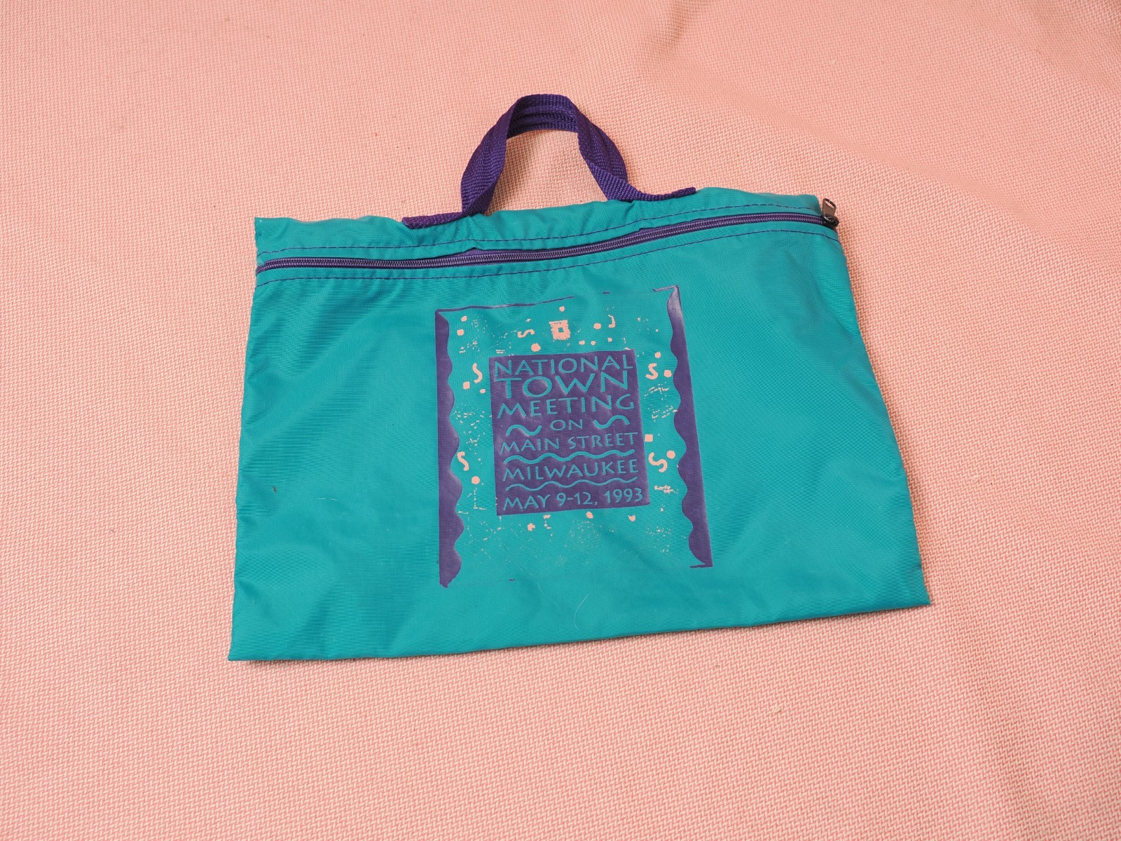 Vintage Bag Teal and Purple National Town Meeting on Main Street Milwaukee 1993