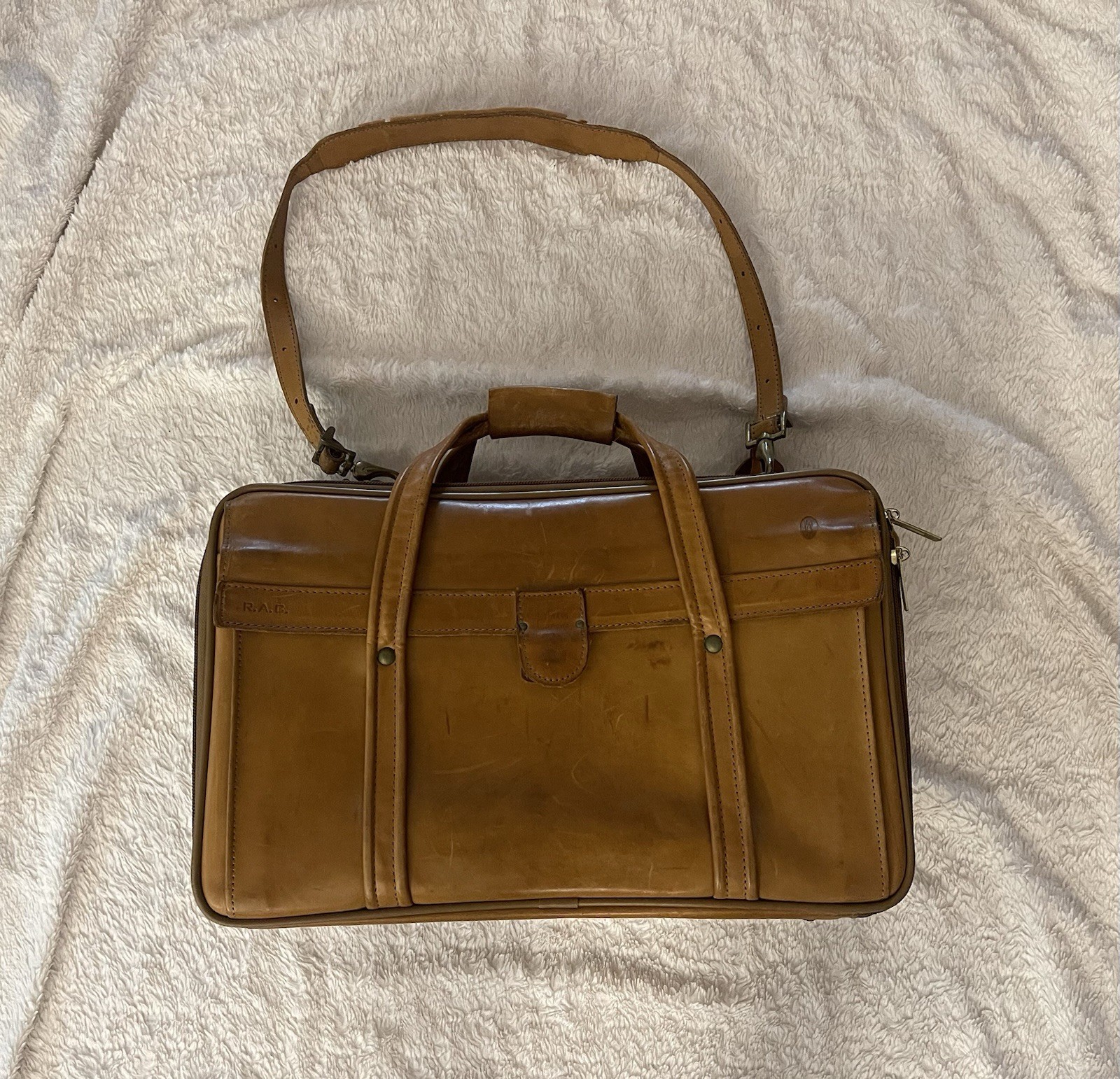 Vintage Hartmann Luggage 4700 Brown Belting Leather Three Zip Travel Bag