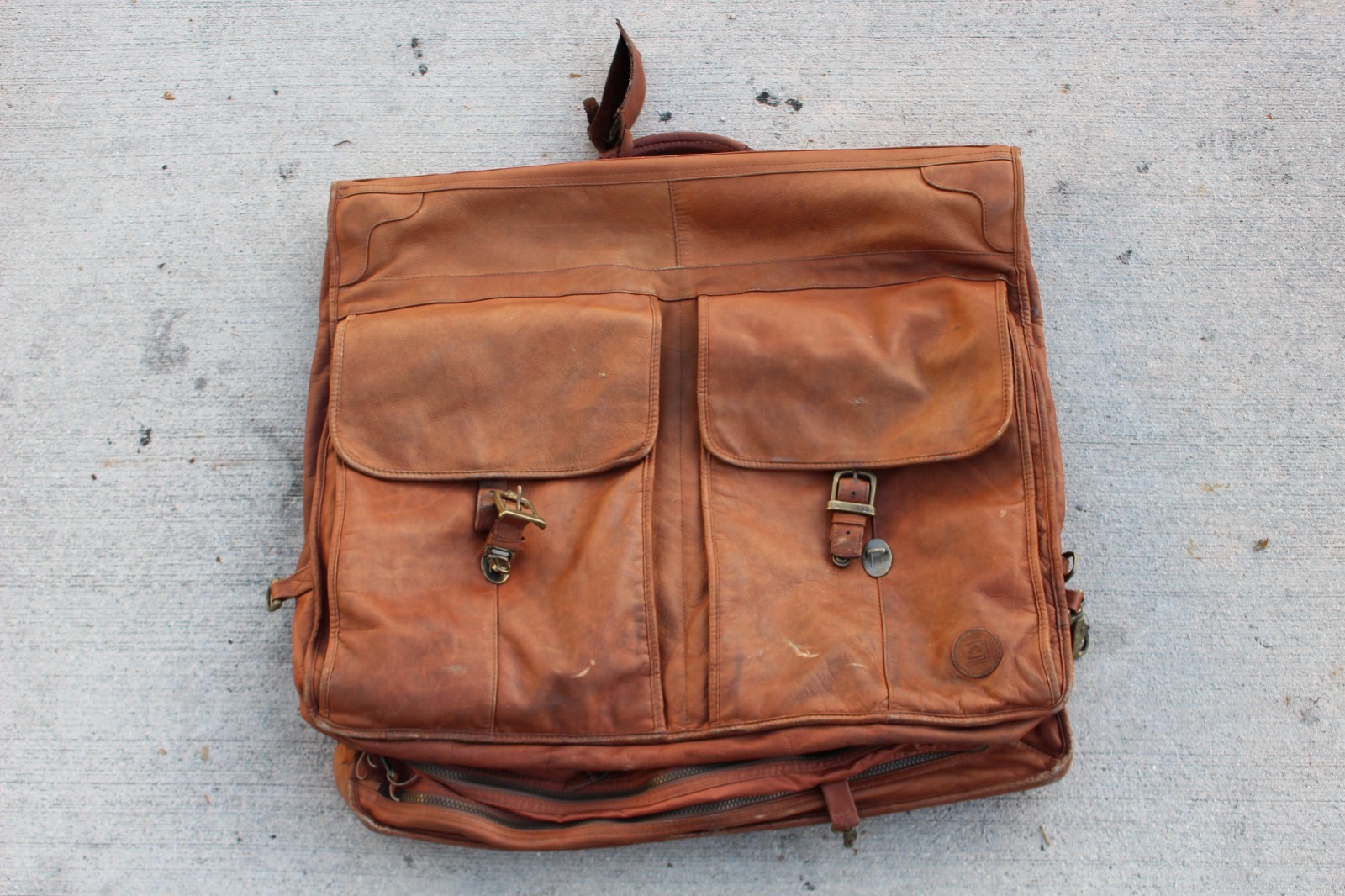 Vintage All Leather Garment Bag Travel Bag One of a Kind