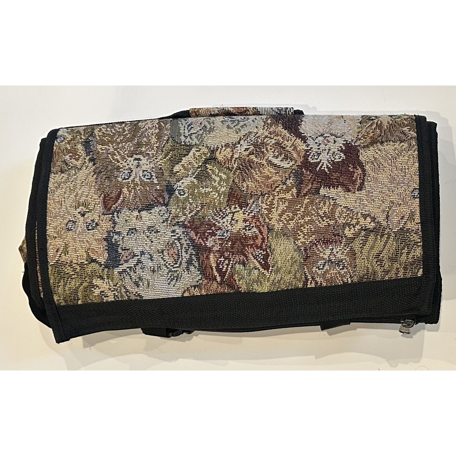 Vintage Cat Lovers Tapestry Shopping Travel Fold Up Rolling Tote Collapsible Bag