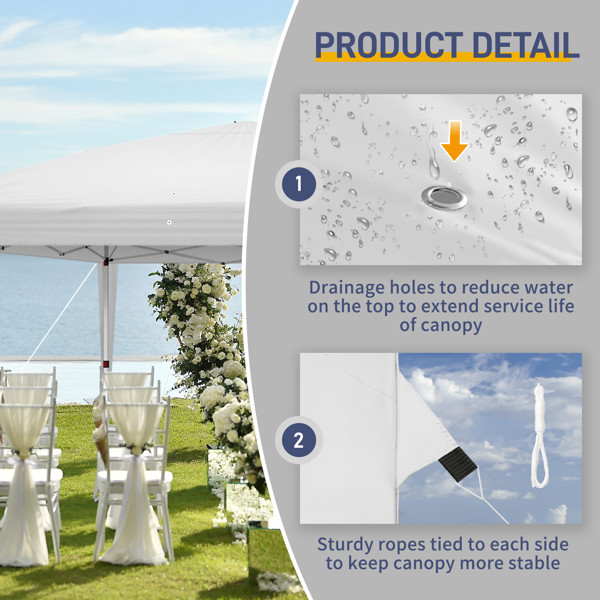 Instant Up Canopy Tent White, No Sidewalls Design, Powder Coated Steel Frame, 10