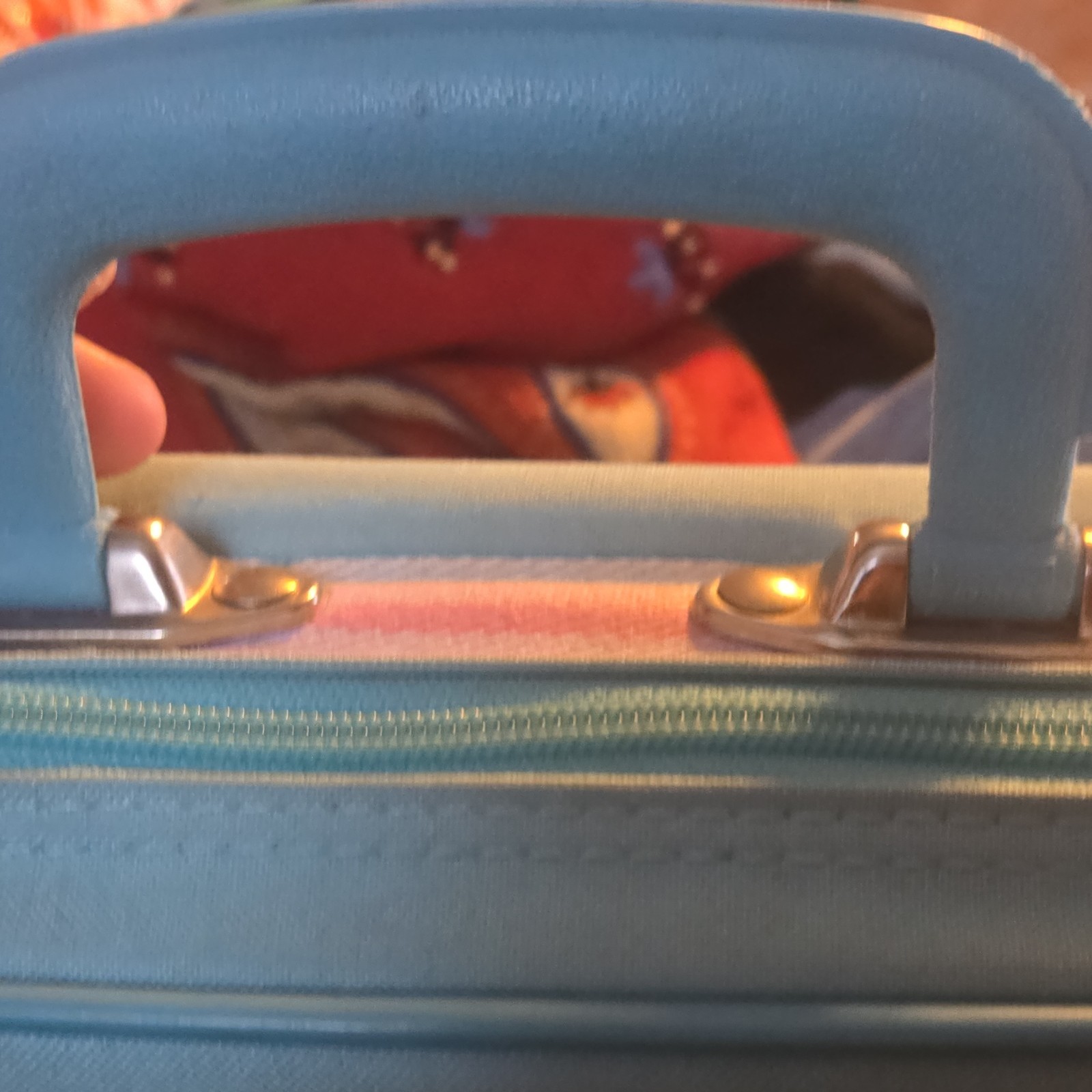 Care Bears 1986 Vintage Kid’s Suitcase Blue Canvas Extra Compartments