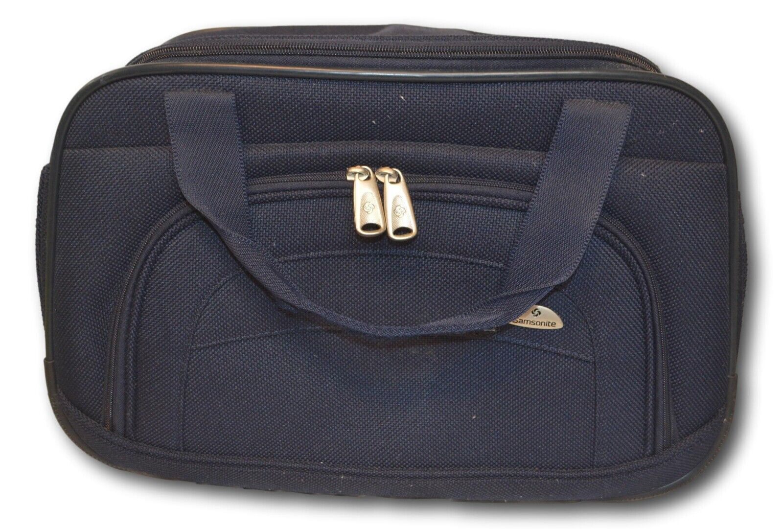 Vintage Retro Samsonite Navy Canvas Carry On Overnight Travel Bag Luggage Duffle