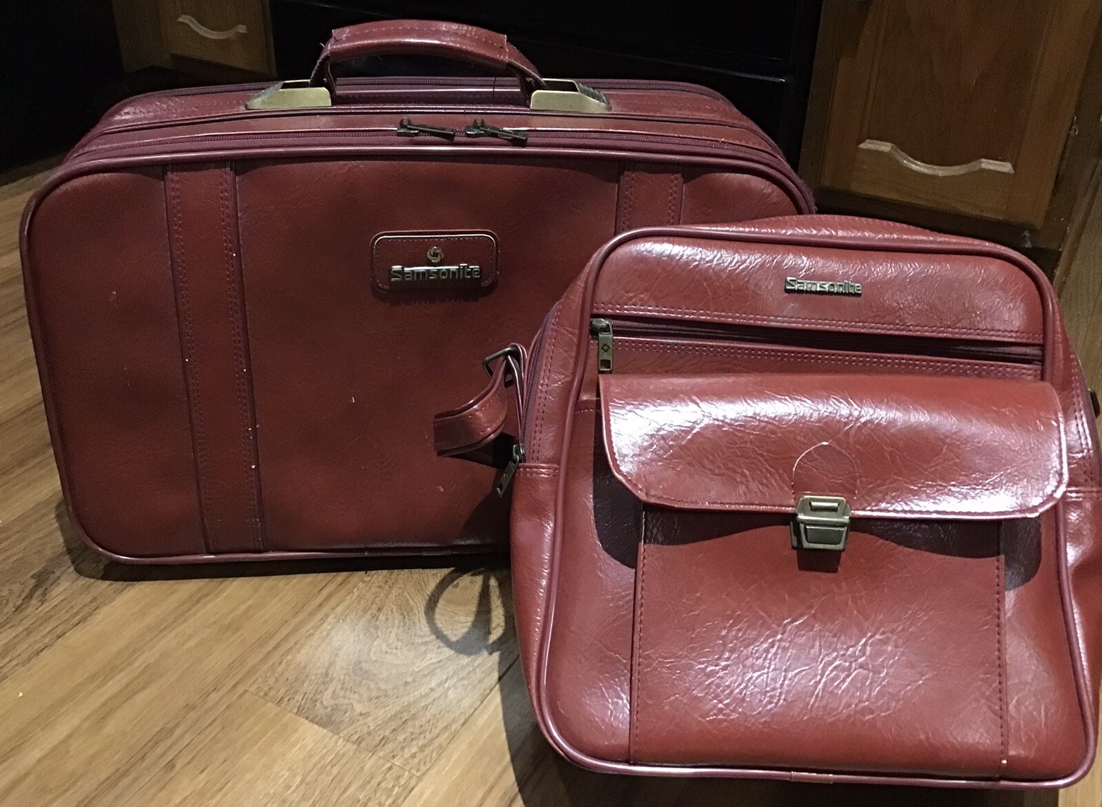 Vintage 70’s Samsonite Sonora Luggage Set Carry-On & Suitcase Burgundy Maroon