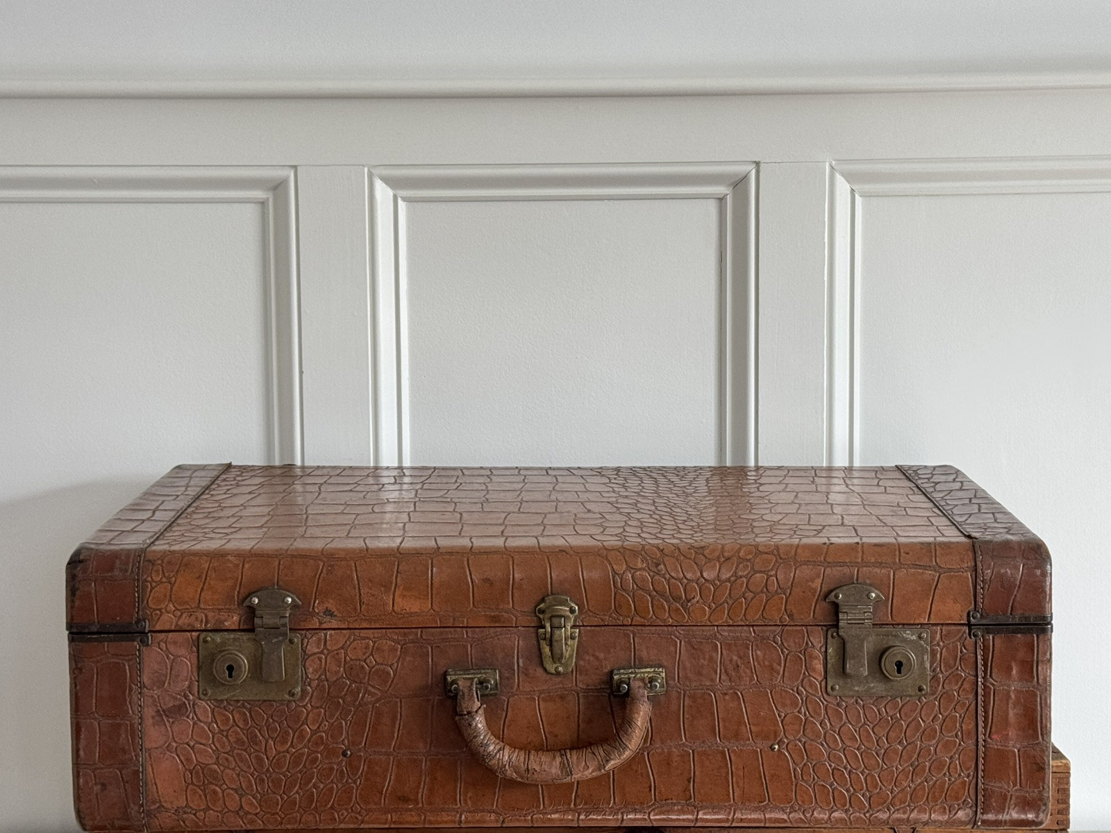 VTG Top Grain Cowhide Suitcase Crocodile Pattern ?