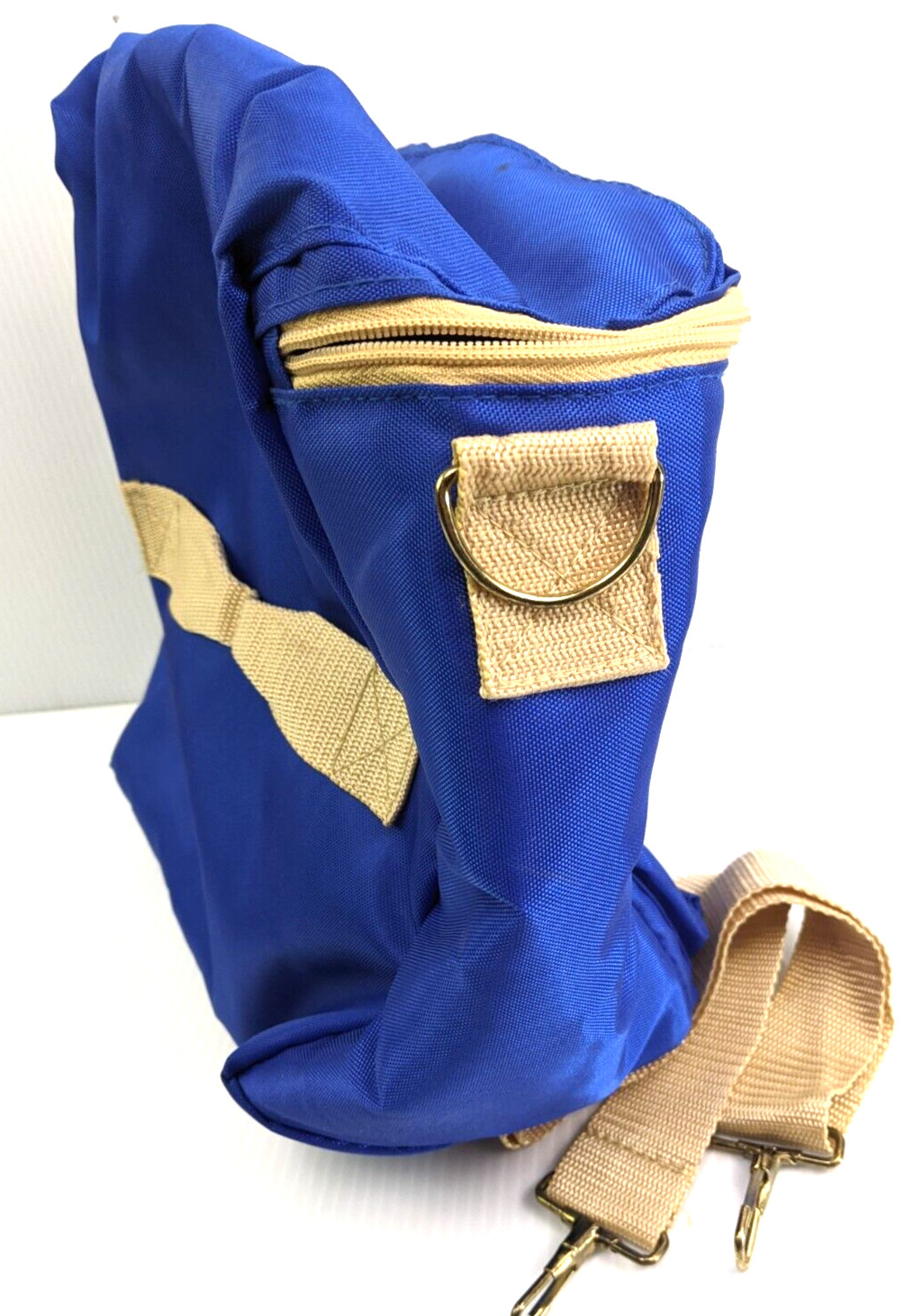 Vintage Carry-on travel bag Mobil Oil logo 1970s Insulated Blue 10″x12″x8″