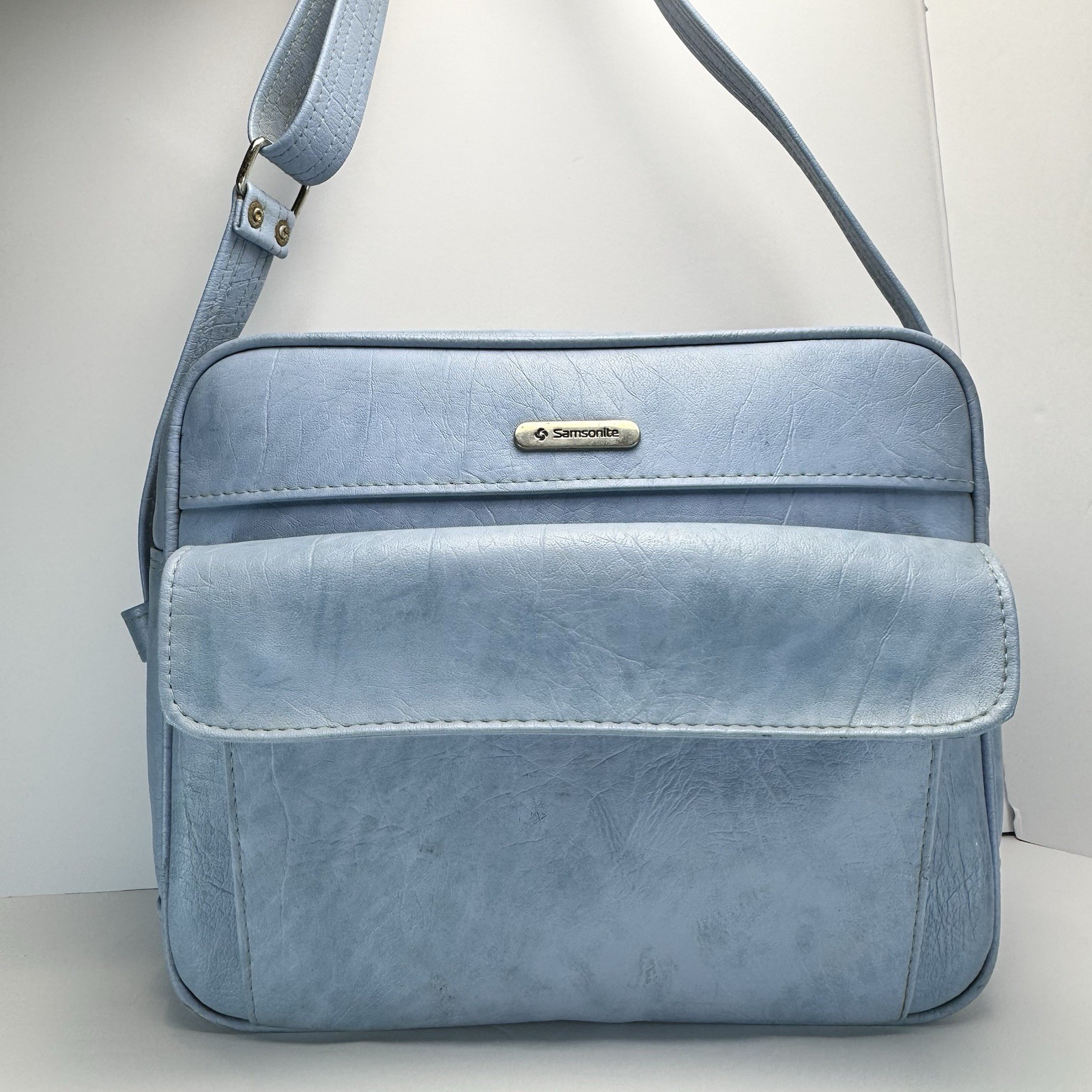 Samsonite Cordoba Vintage Blue Crossbody Bag | 70s 80s Retro Shoulder Bag