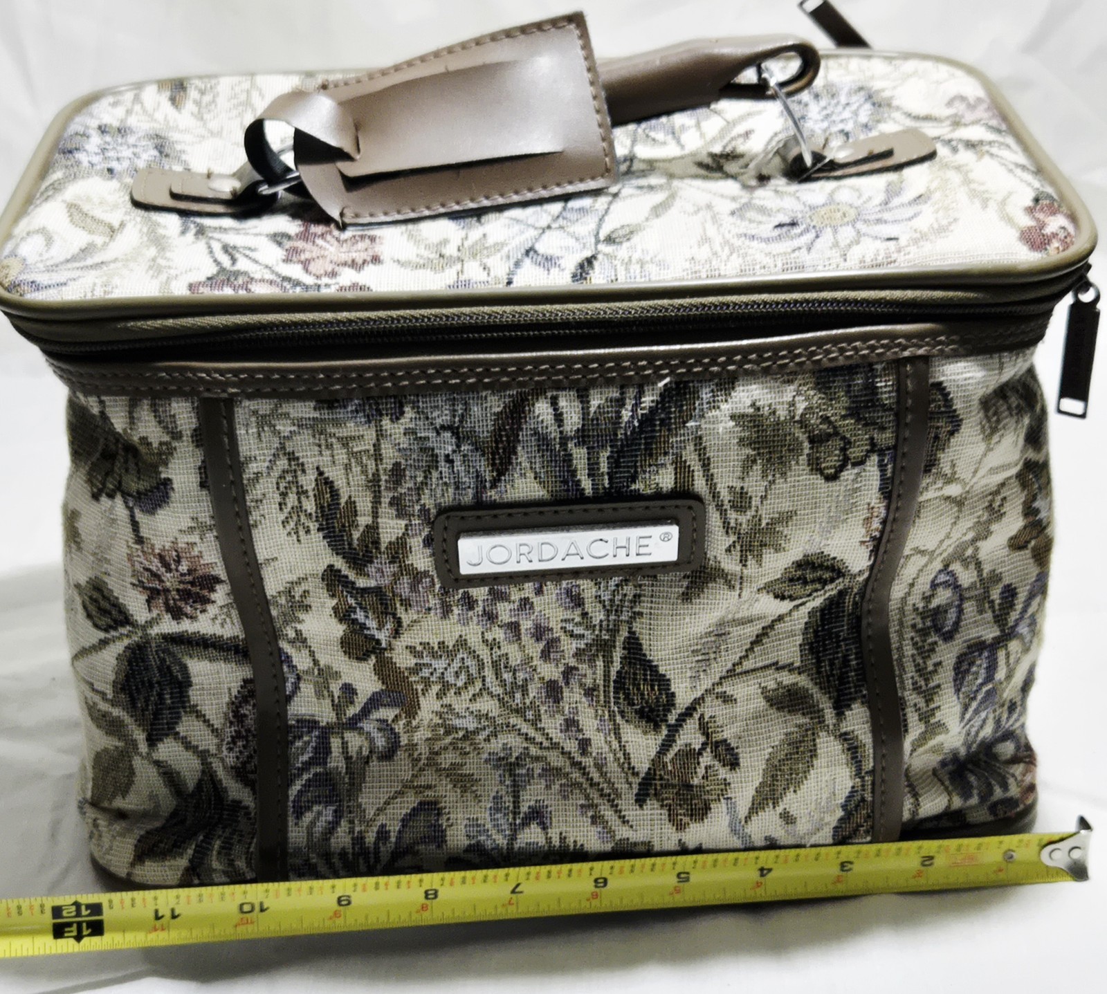 Vintage 80s Jordache Floral Tapestry Overnight Toiletries Case Travel Bag Makeup