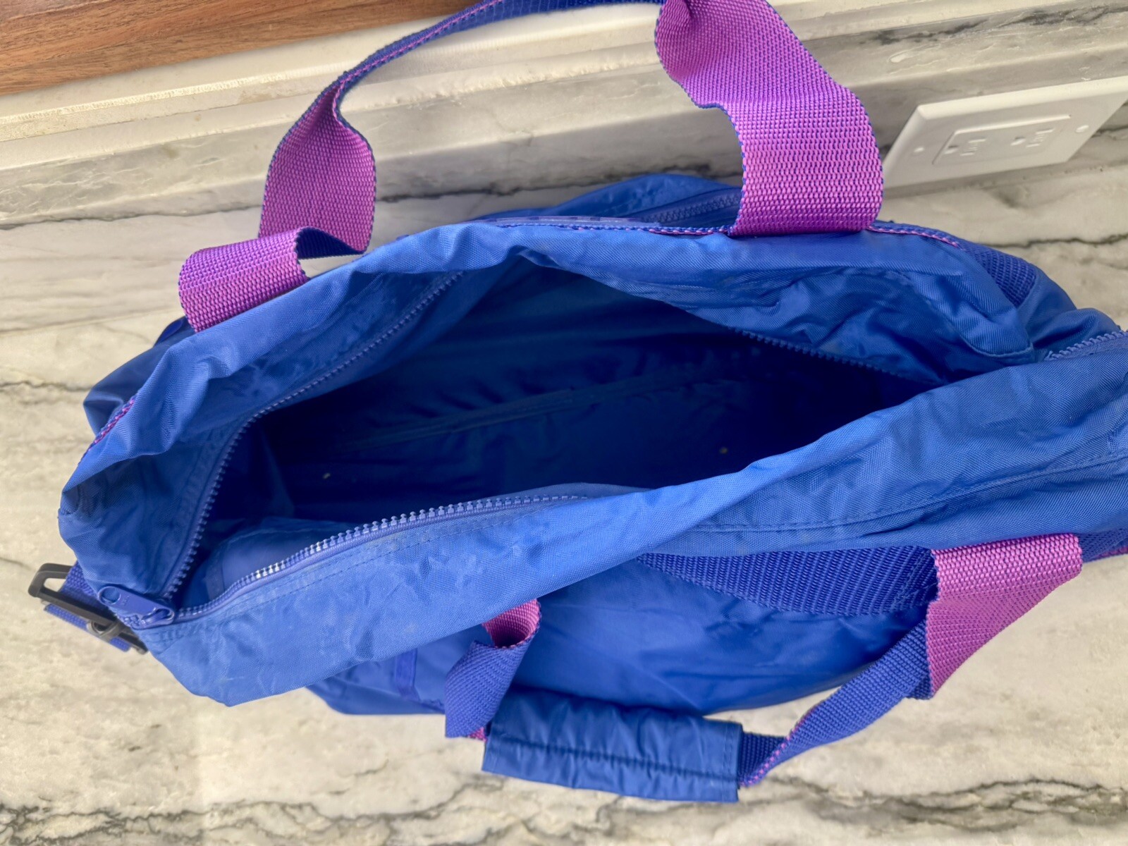 Vintage 80’s Sasson Blue Purple Travel Overnight Soft Duffle Overnight Bag