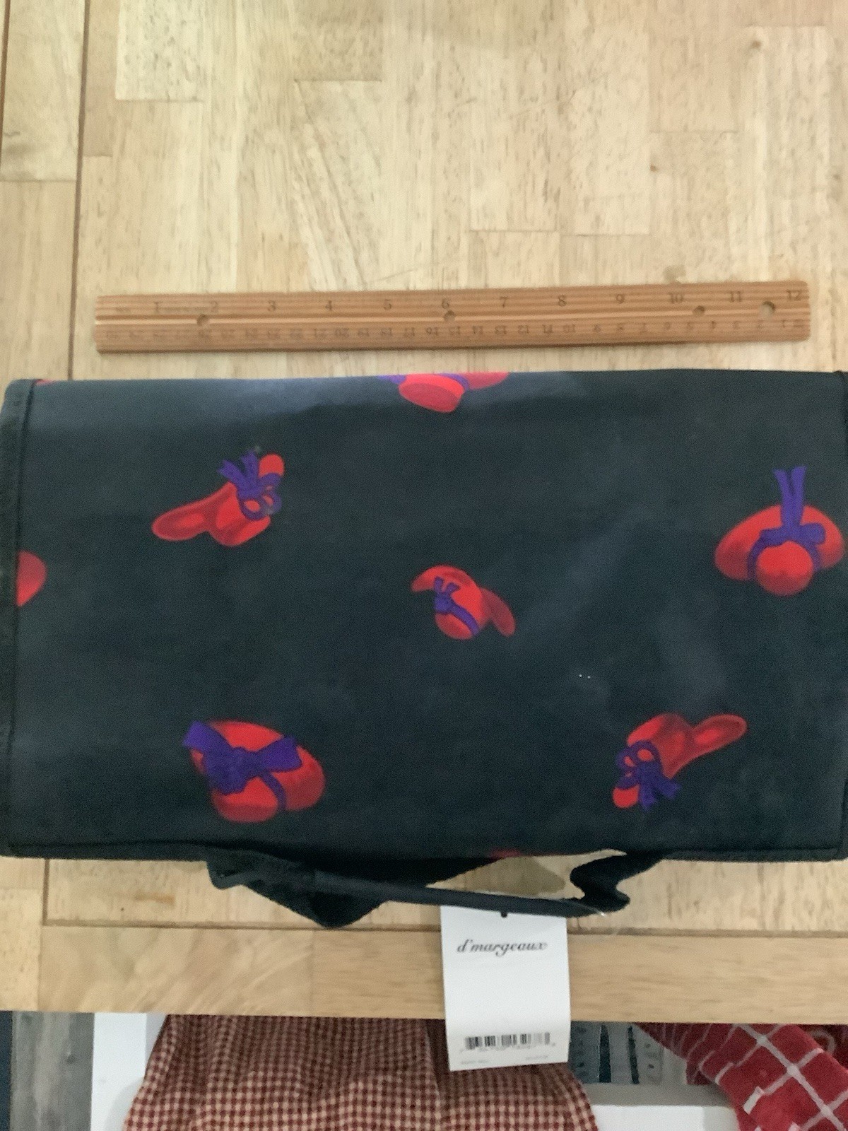 D’margeaux Soft Rolling Black Bag Red Hat ,see Photos New With Tags