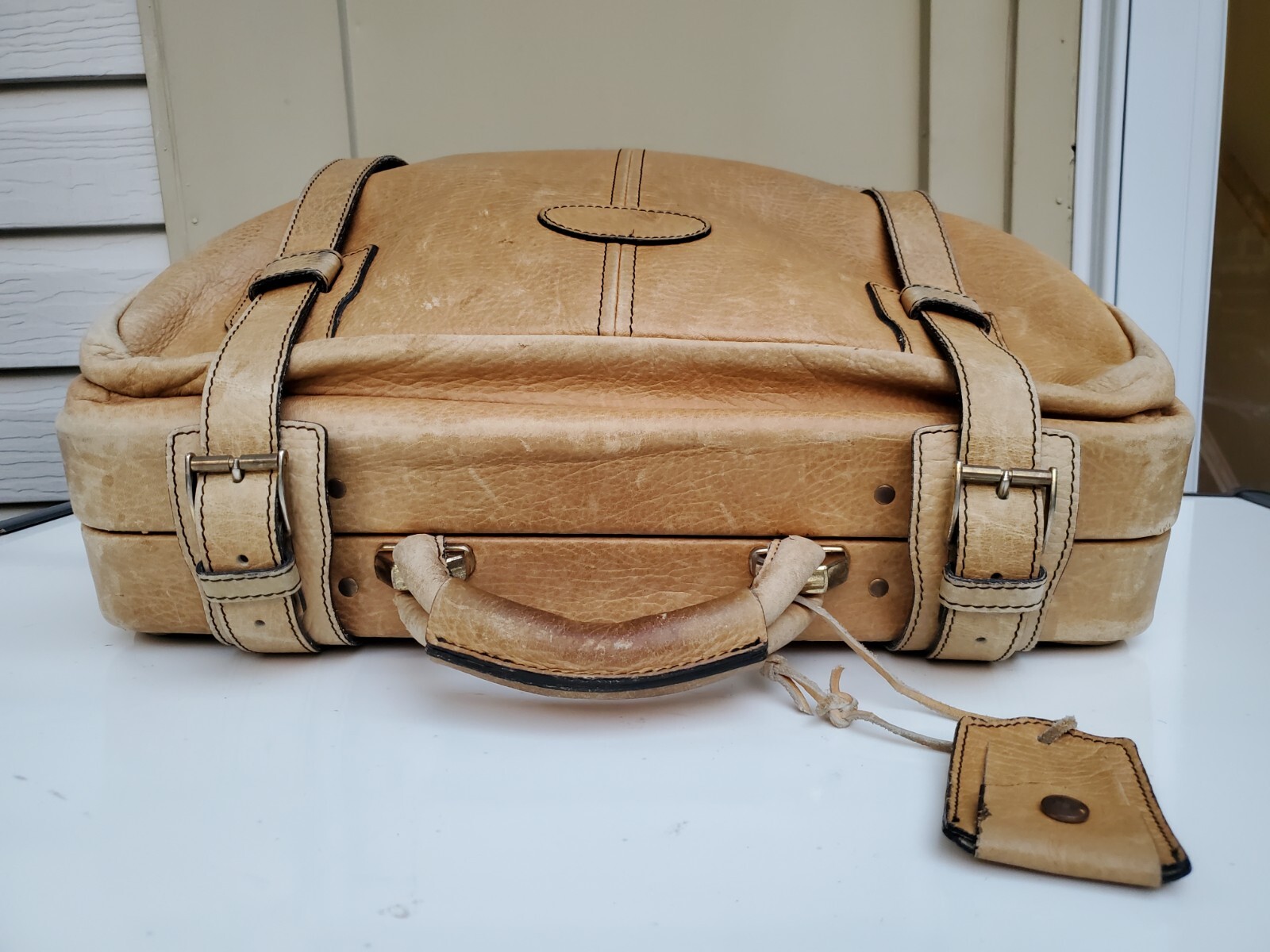 HK genuine leather medium size travel suitcase bag luggage vintage