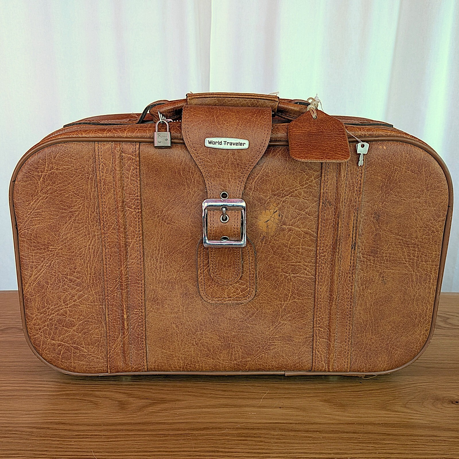 Vintage World Traveler Hybrid Leather Luggage Set 3pc Korean Nesting Suitcases