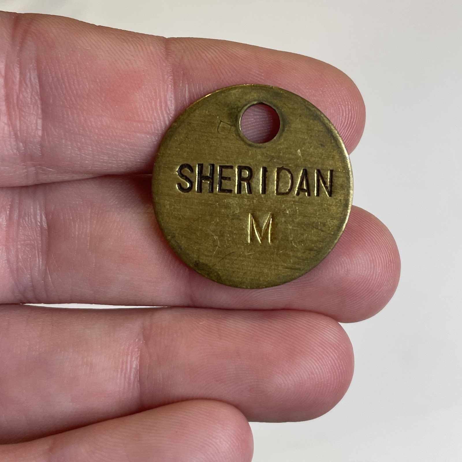 Antique – Vintage 20th C. Brass Sheridan Hotel Luggage Tool Tag Travel Souvenir