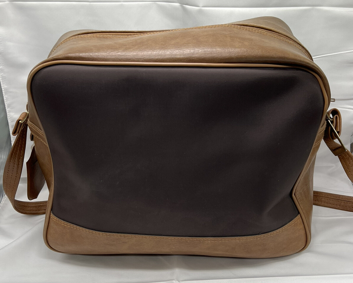 Vintage Regency Faux Leather Carry On Bag Brown 14”x12”x7” w Shoulder Strap